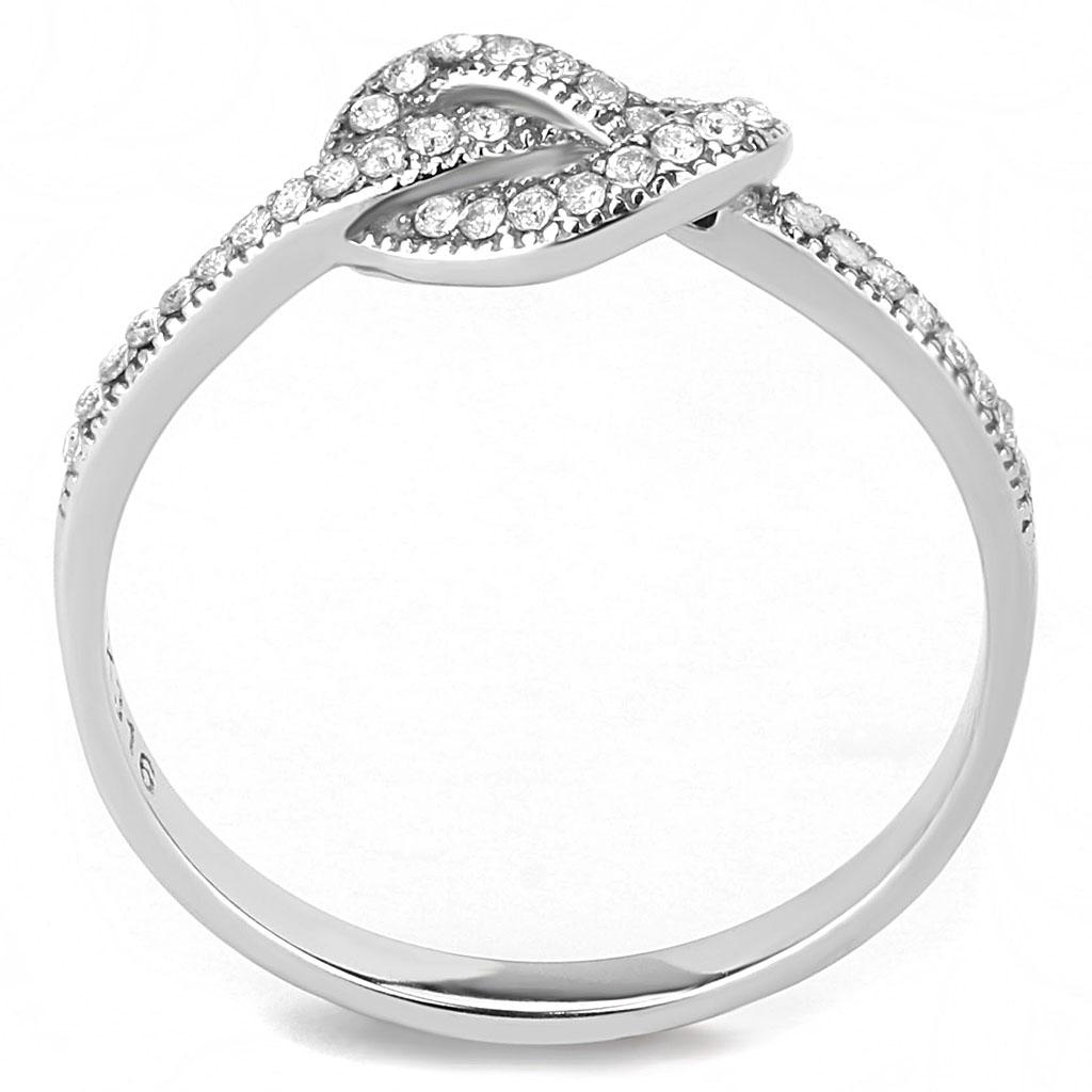 DA053 - High polished (no plating) Stainless Steel Ring with AAA Grade CZ in Clear