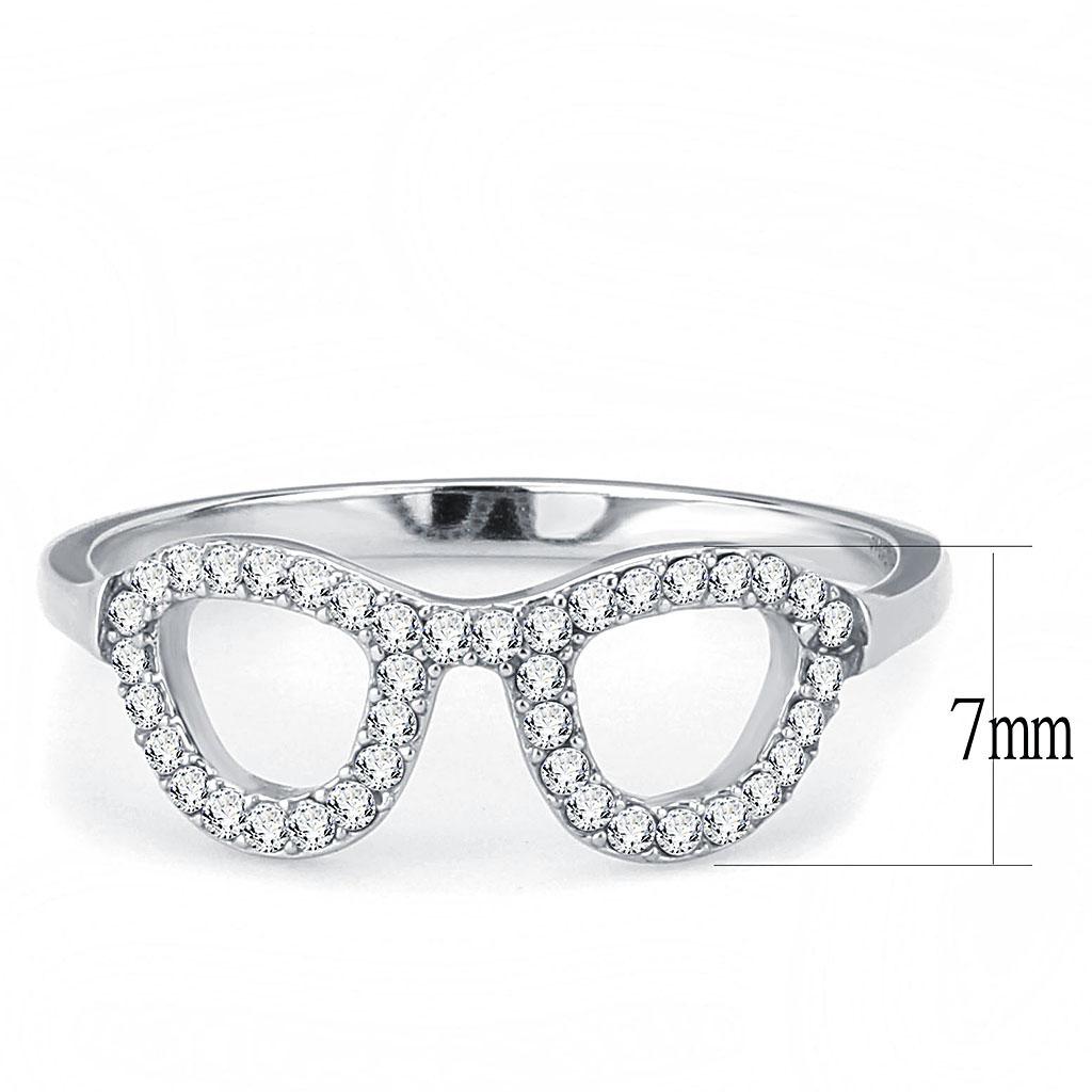 DA055 - High polished (no plating) Stainless Steel Ring with AAA Grade CZ in Clear