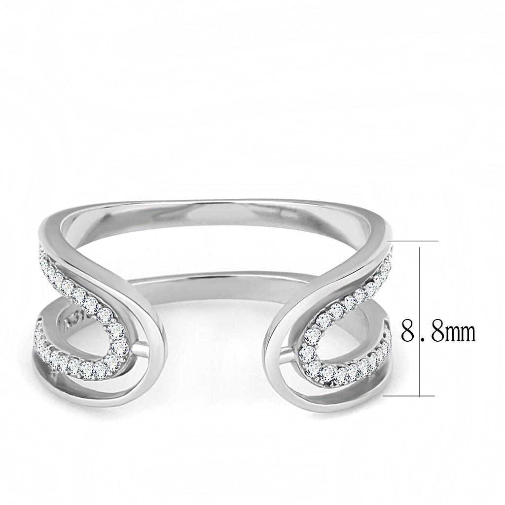 DA056 - High polished (no plating) Stainless Steel Ring with AAA Grade CZ in Clear