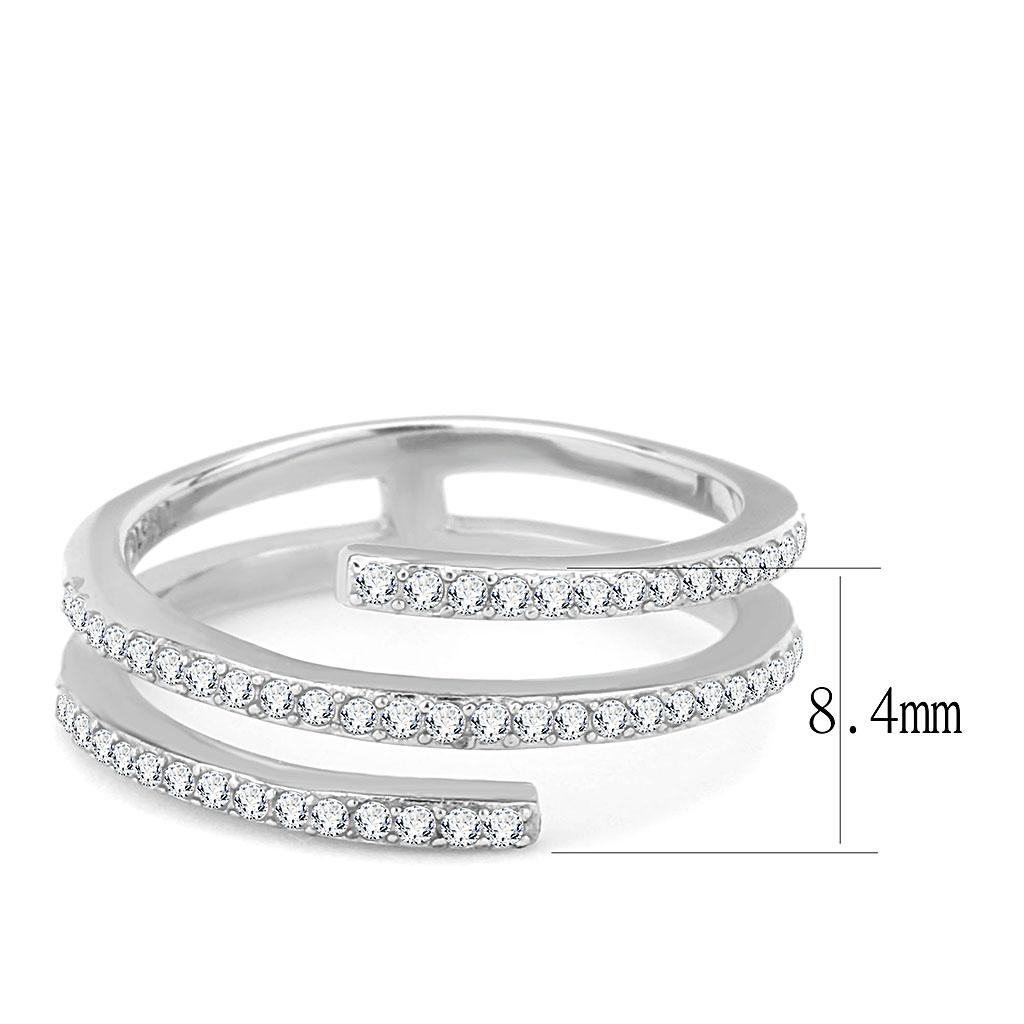 DA060 - High polished (no plating) Stainless Steel Ring with AAA Grade CZ in Clear