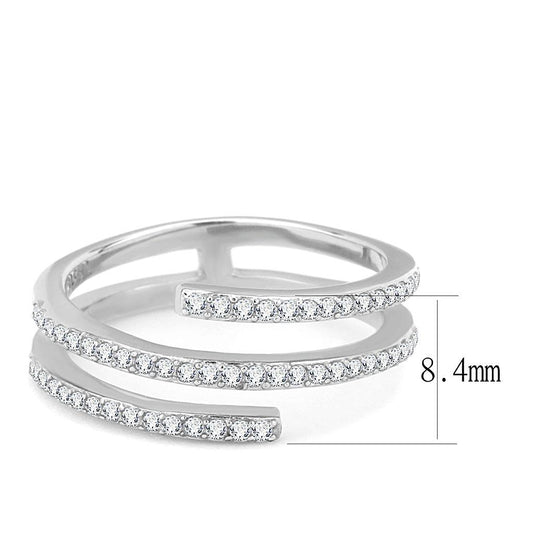 DA060 - High polished (no plating) Stainless Steel Ring with AAA Grade CZ in Clear