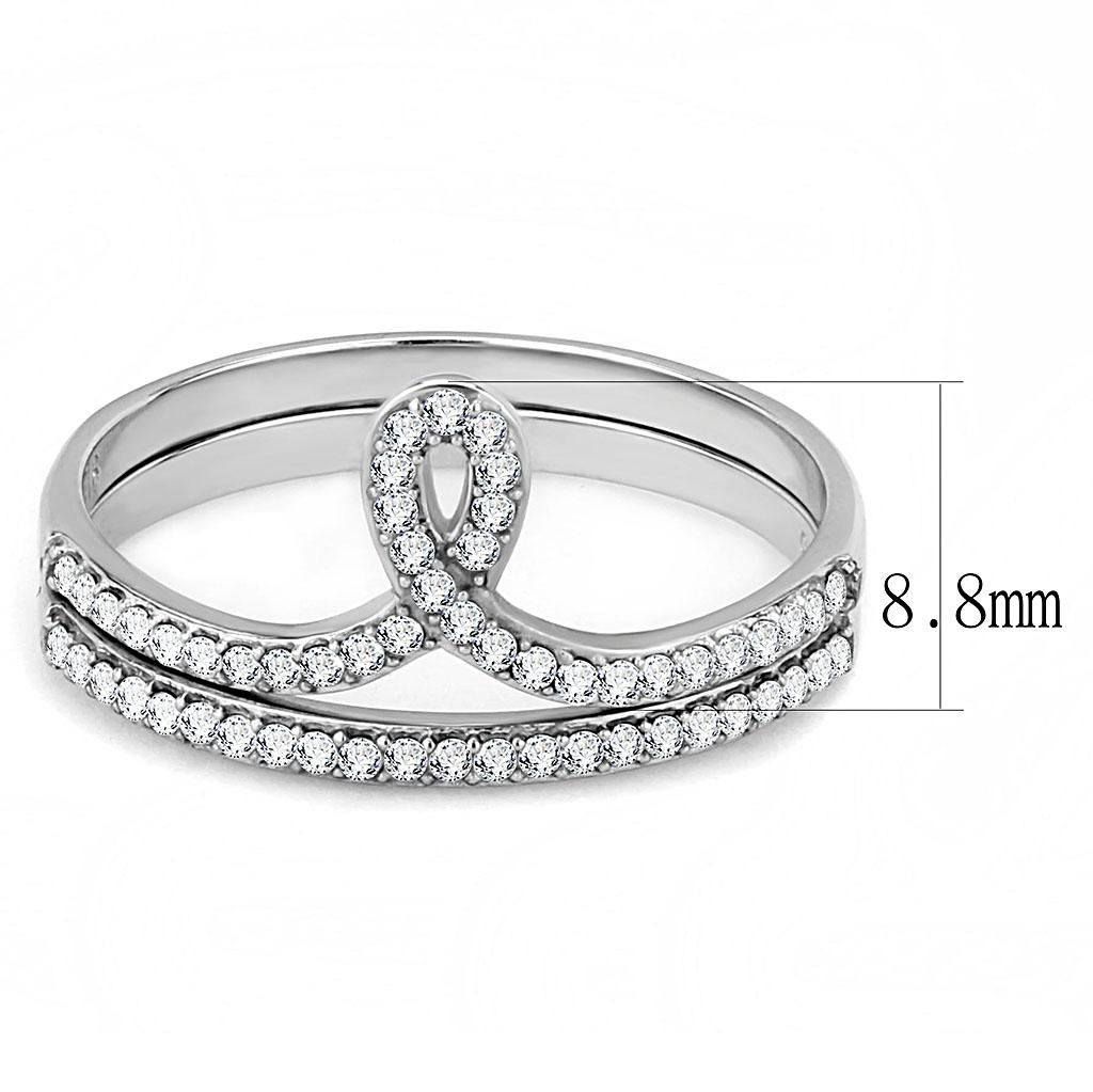 DA063 - High polished (no plating) Stainless Steel Ring with AAA Grade CZ in Clear
