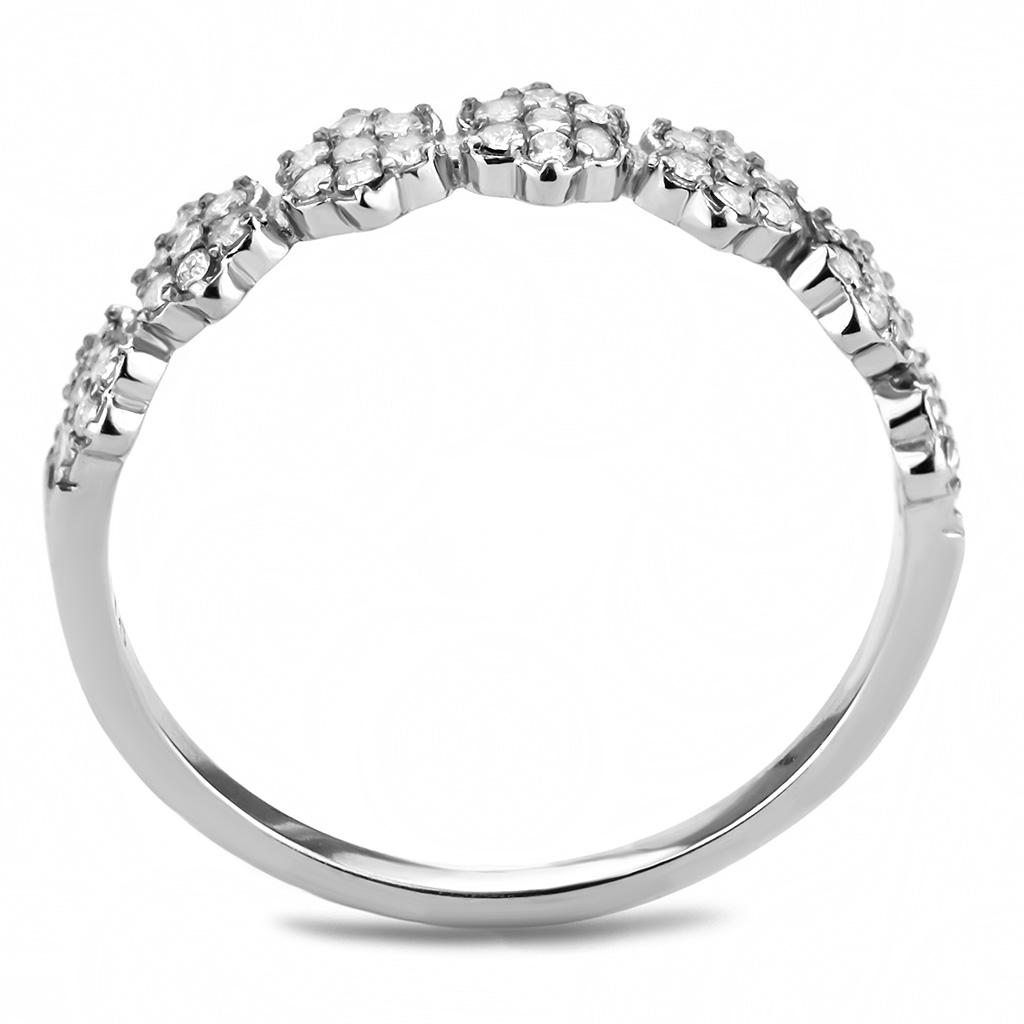 DA102 - High polished (no plating) Stainless Steel Ring with AAA Grade CZ in Clear