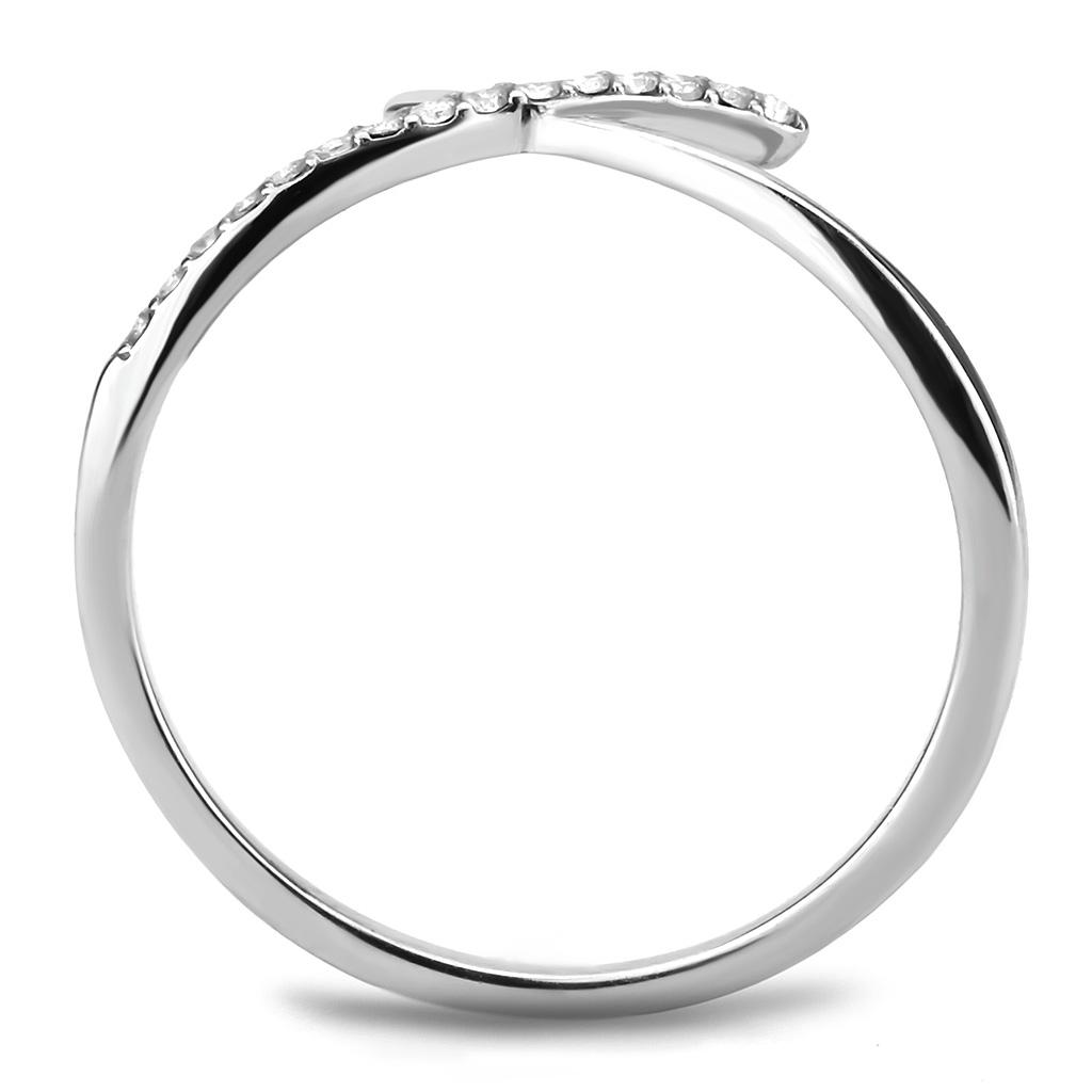 DA112 - High polished (no plating) Stainless Steel Ring with AAA Grade CZ in Clear
