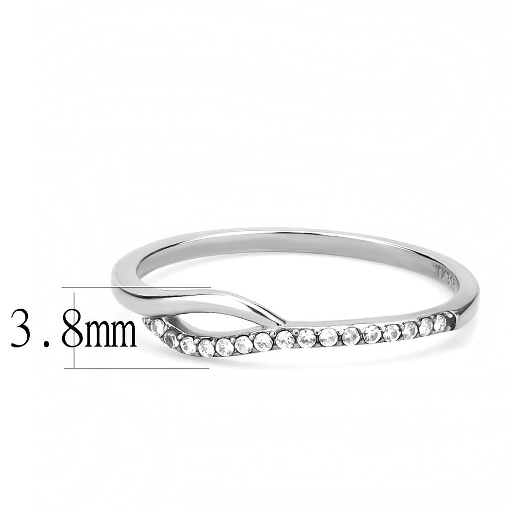DA113 - High polished (no plating) Stainless Steel Ring with AAA Grade CZ in Clear