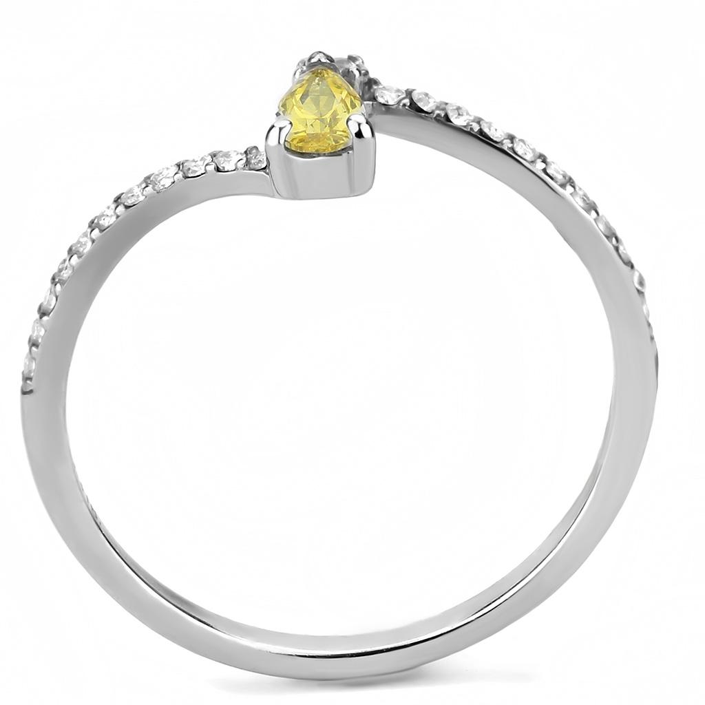 DA115 - High polished (no plating) Stainless Steel Ring with AAA Grade CZ in Topaz