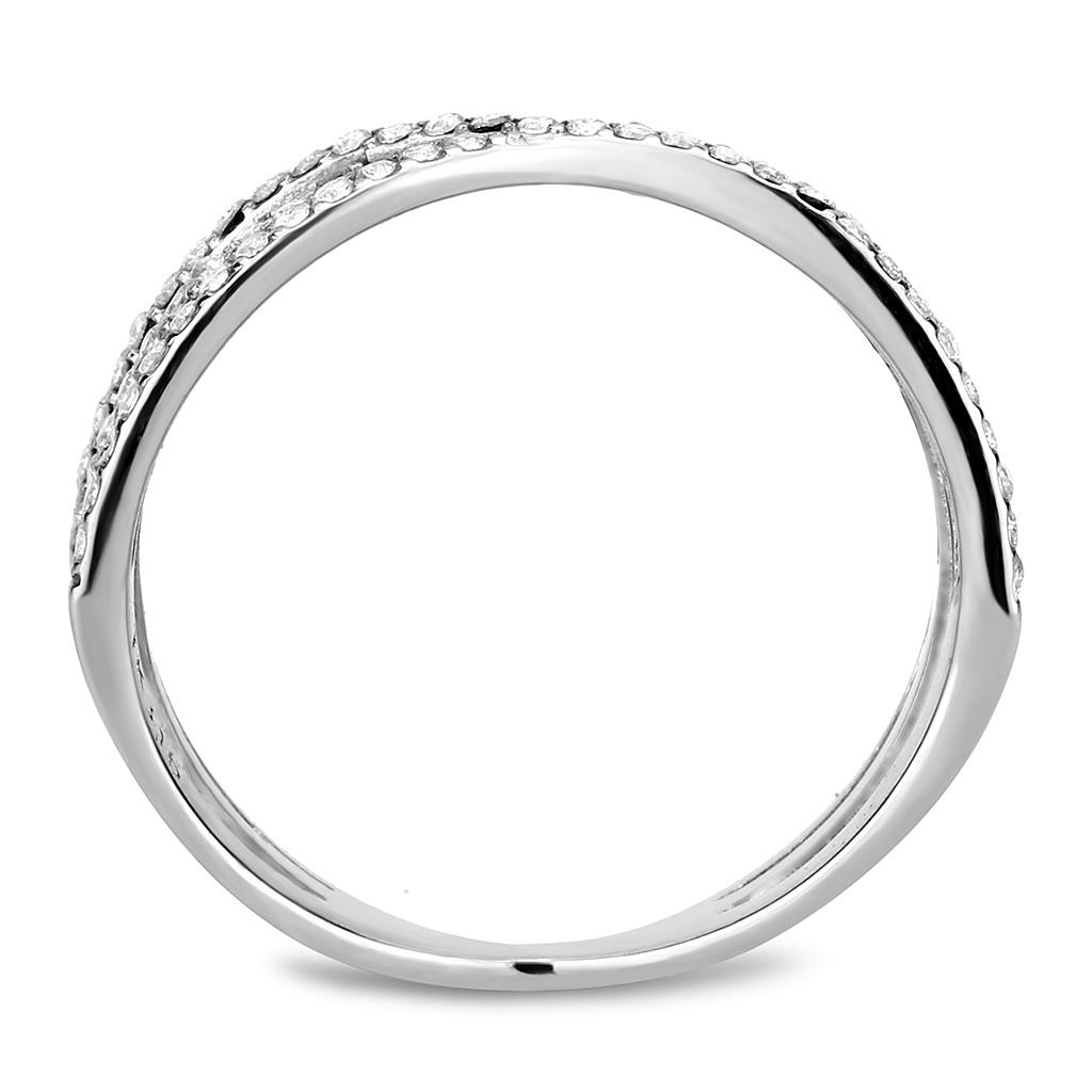 DA124 - High polished (no plating) Stainless Steel Ring with AAA Grade CZ in Clear