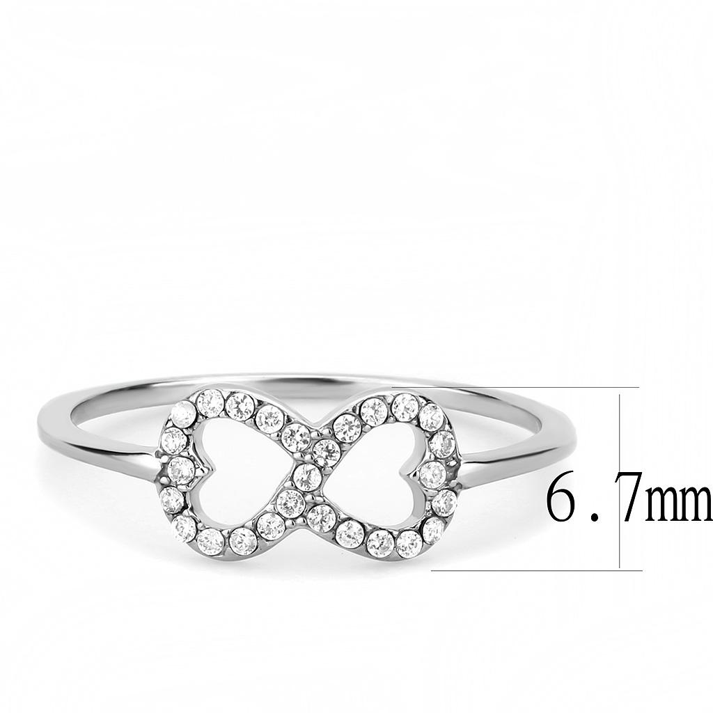 DA125 - High polished (no plating) Stainless Steel Ring with AAA Grade CZ in Clear