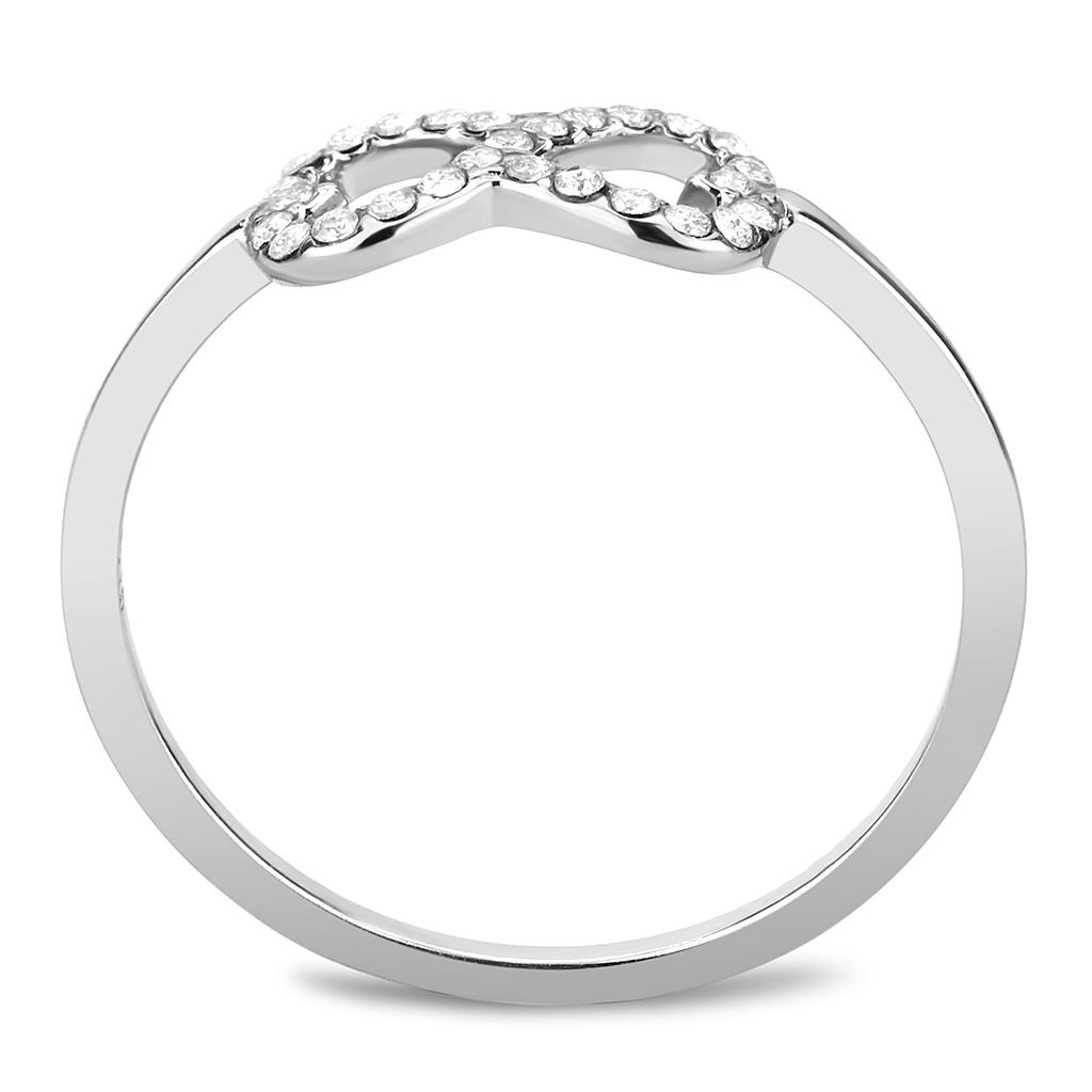 DA125 - High polished (no plating) Stainless Steel Ring with AAA Grade CZ in Clear