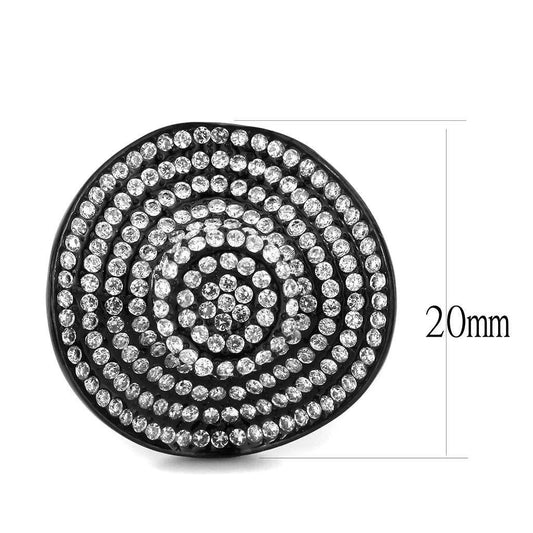 DA128 - IP Black(Ion Plating) Stainless Steel Ring with AAA Grade CZ in Clear