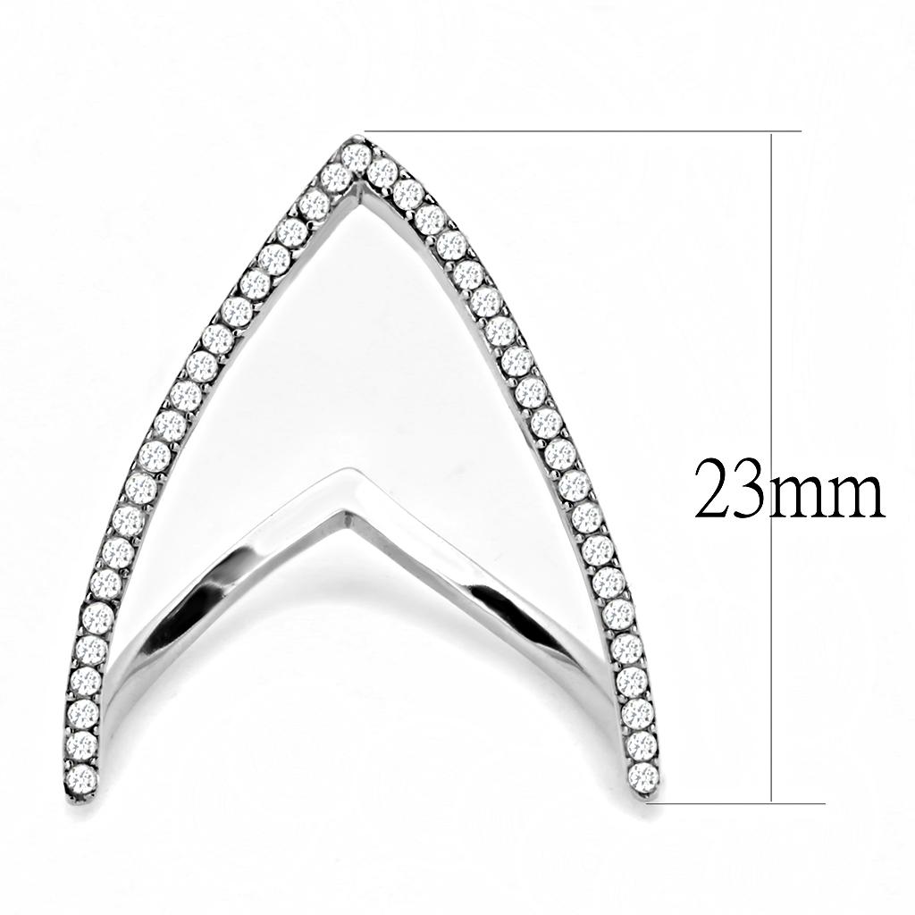 DA132 - High polished (no plating) Stainless Steel Ring with AAA Grade CZ in Clear