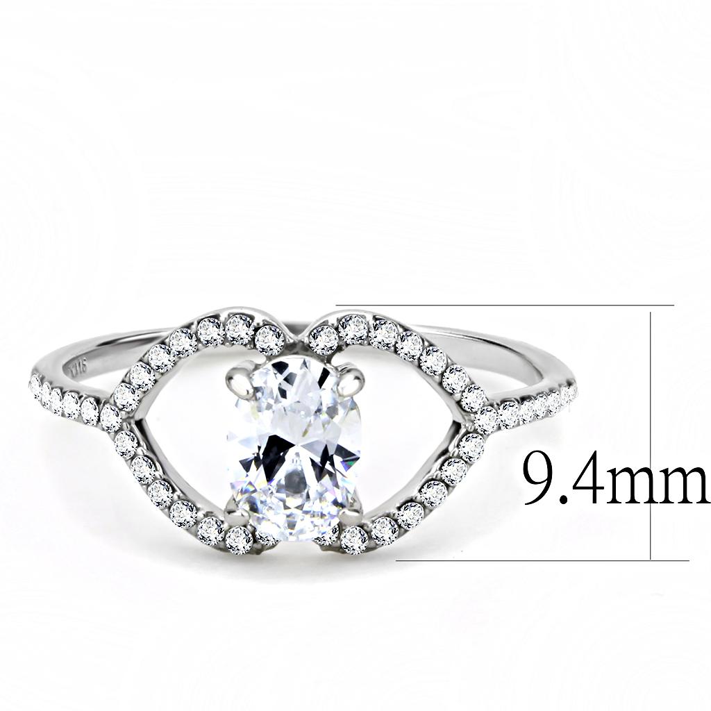 DA137 - High polished (no plating) Stainless Steel Ring with AAA Grade CZ in Clear