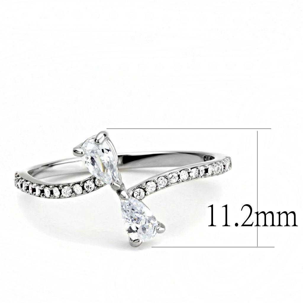 DA139 - High polished (no plating) Stainless Steel Ring with AAA Grade CZ in Clear