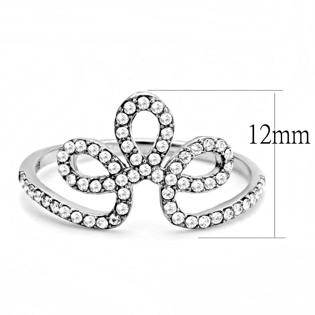 DA141 - High polished (no plating) Stainless Steel Ring with AAA Grade CZ in Clear