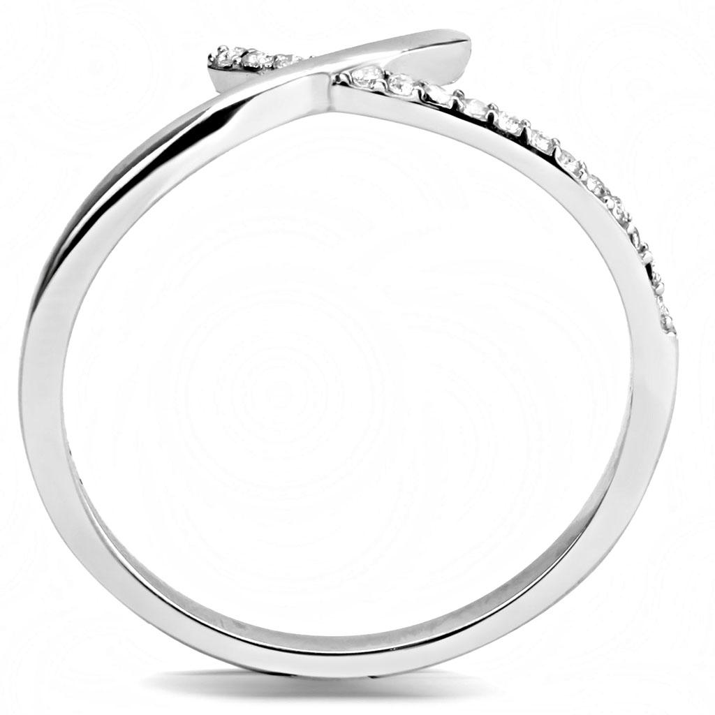 DA154 - High polished (no plating) Stainless Steel Ring with AAA Grade CZ in Clear