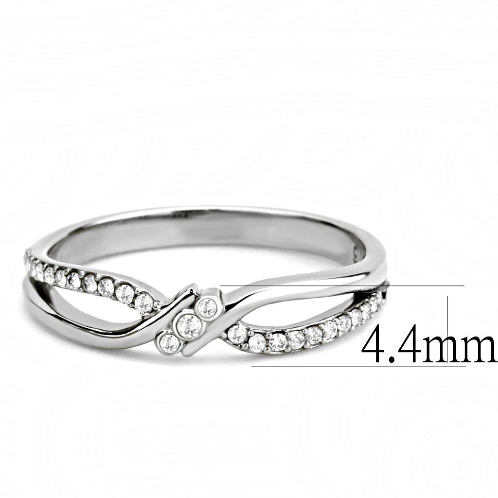 DA156 - High polished (no plating) Stainless Steel Ring with AAA Grade CZ in Clear