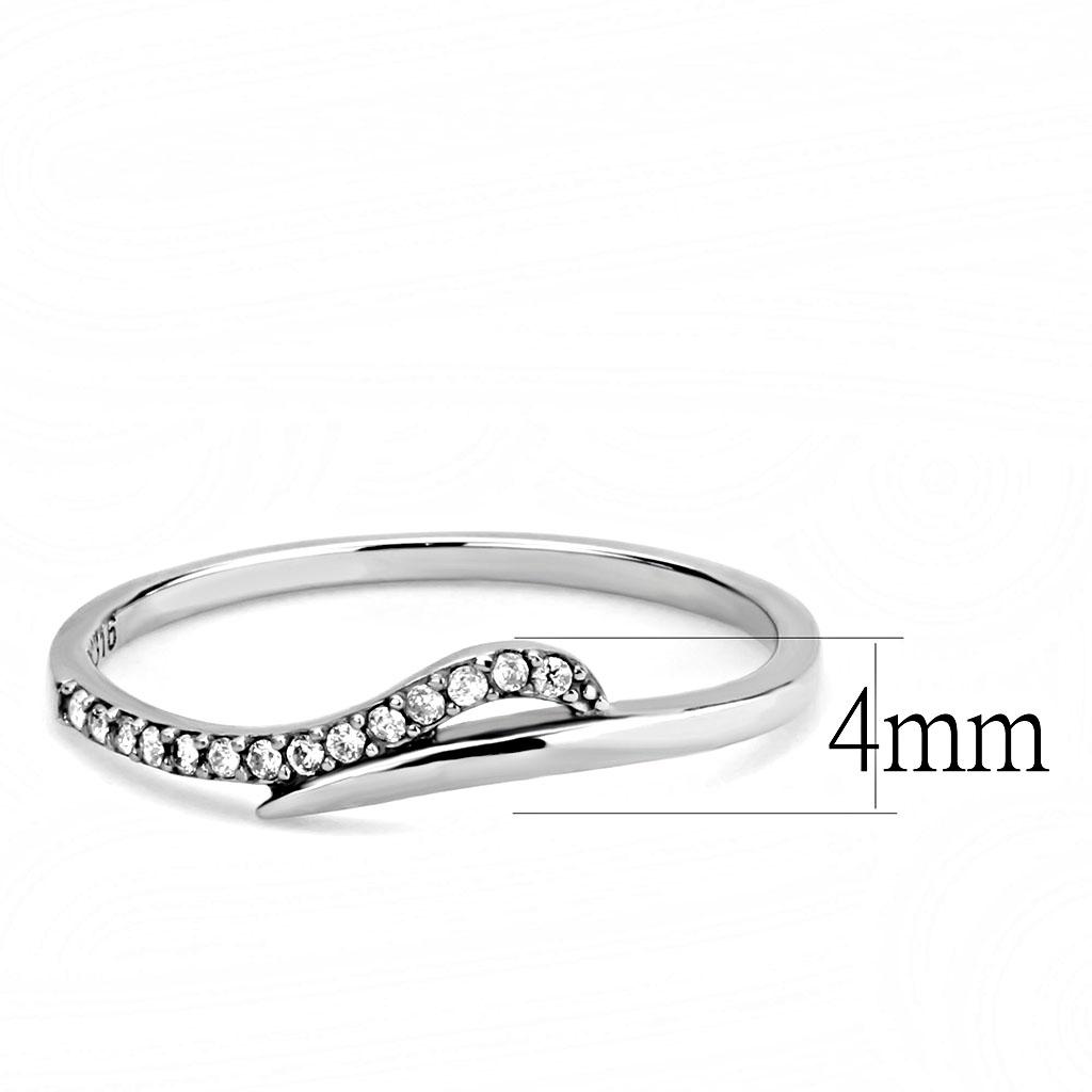 DA159 - High polished (no plating) Stainless Steel Ring with AAA Grade CZ in Clear