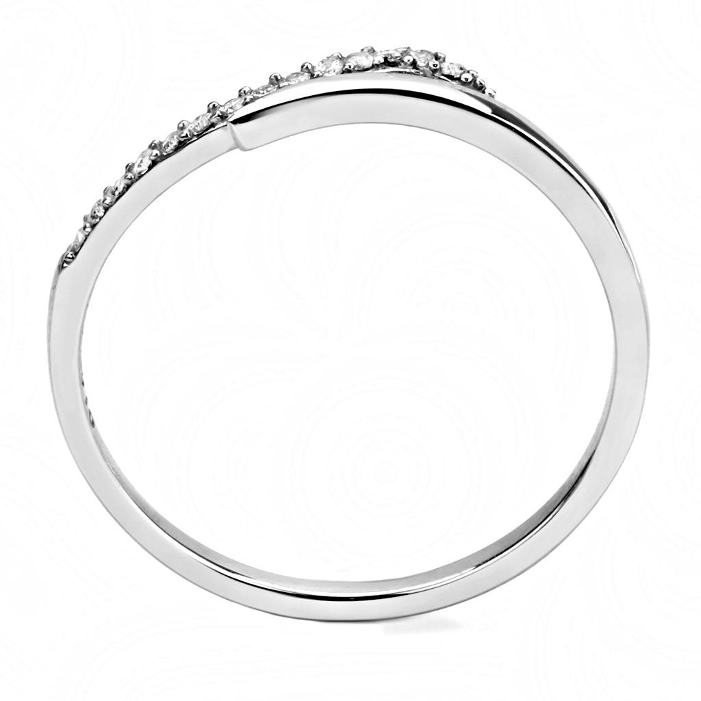 DA159 - High polished (no plating) Stainless Steel Ring with AAA Grade CZ in Clear