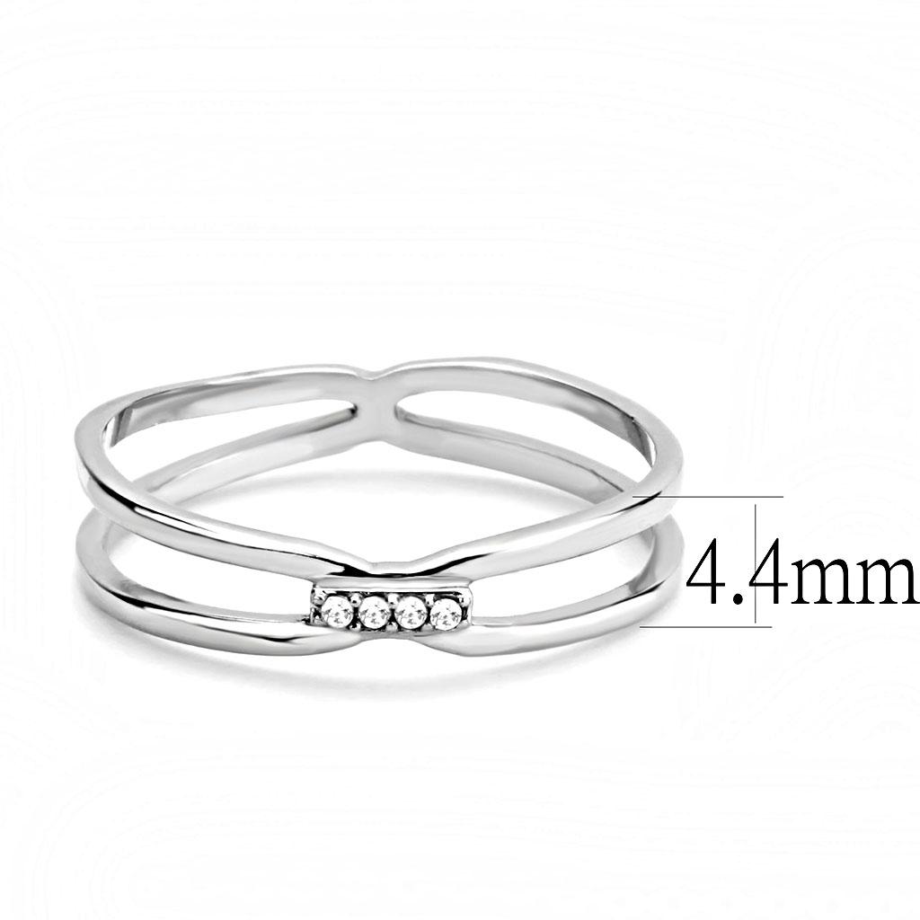 DA160 - High polished (no plating) Stainless Steel Ring with AAA Grade CZ in Clear