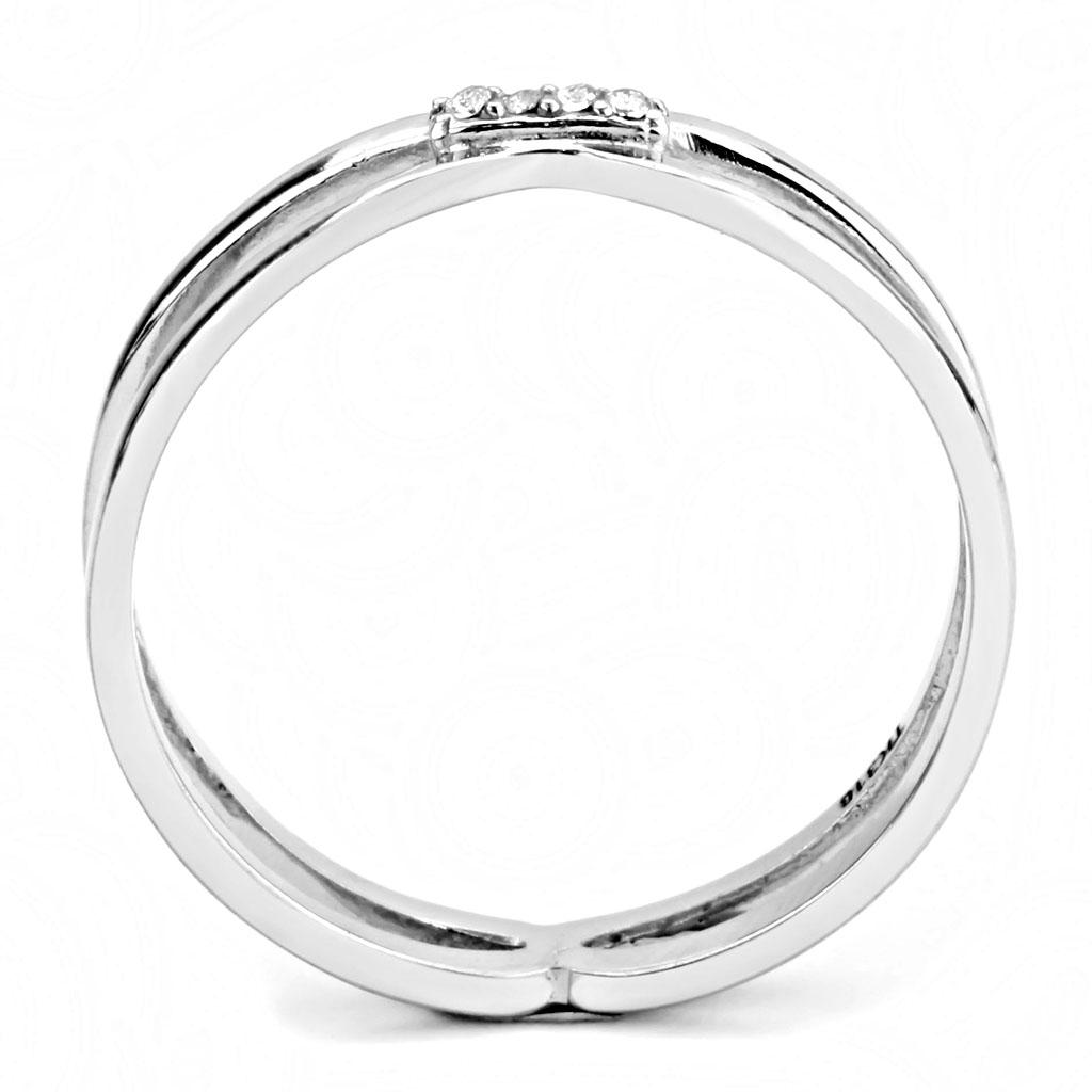 DA160 - High polished (no plating) Stainless Steel Ring with AAA Grade CZ in Clear