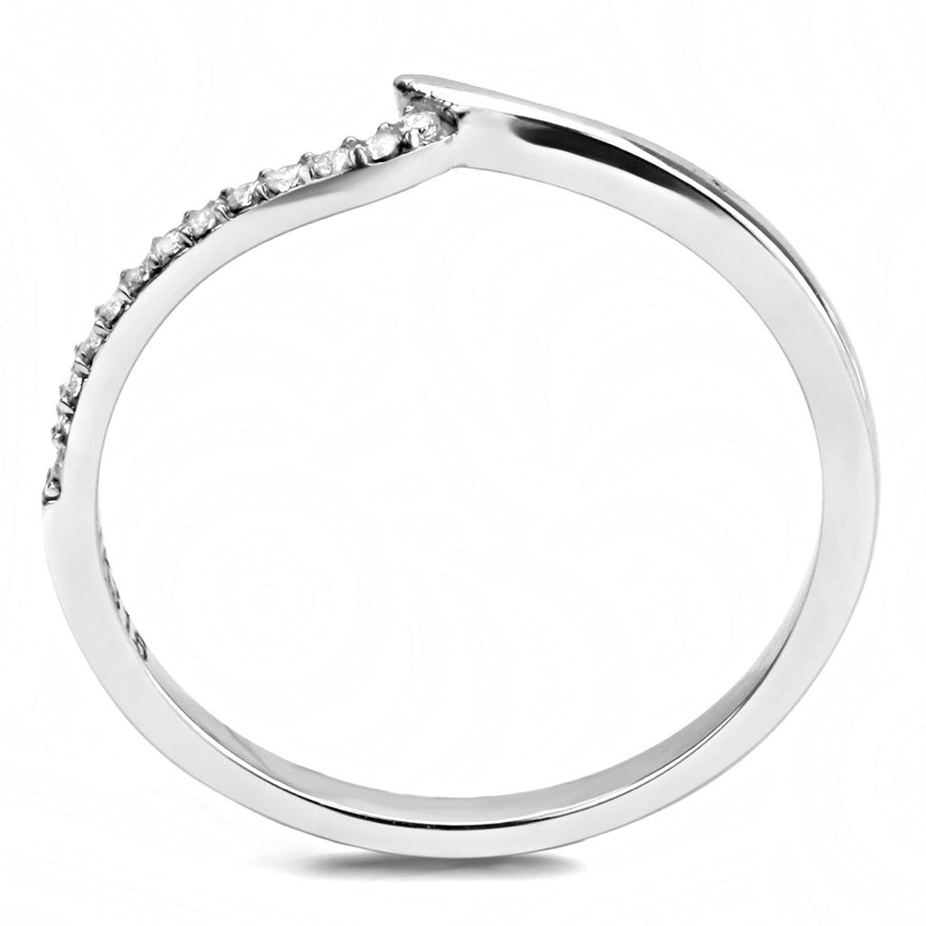 DA162 - High polished (no plating) Stainless Steel Ring with AAA Grade CZ in Clear