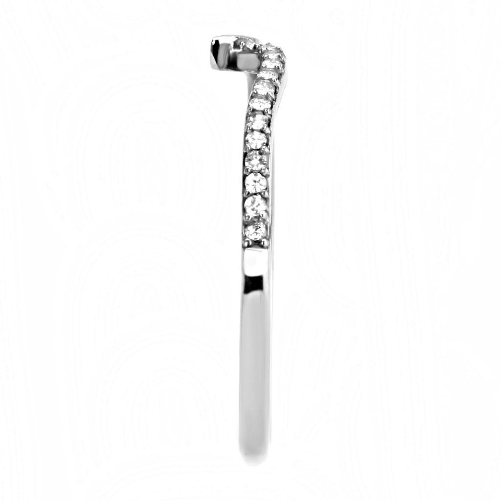 DA162 - High polished (no plating) Stainless Steel Ring with AAA Grade CZ in Clear
