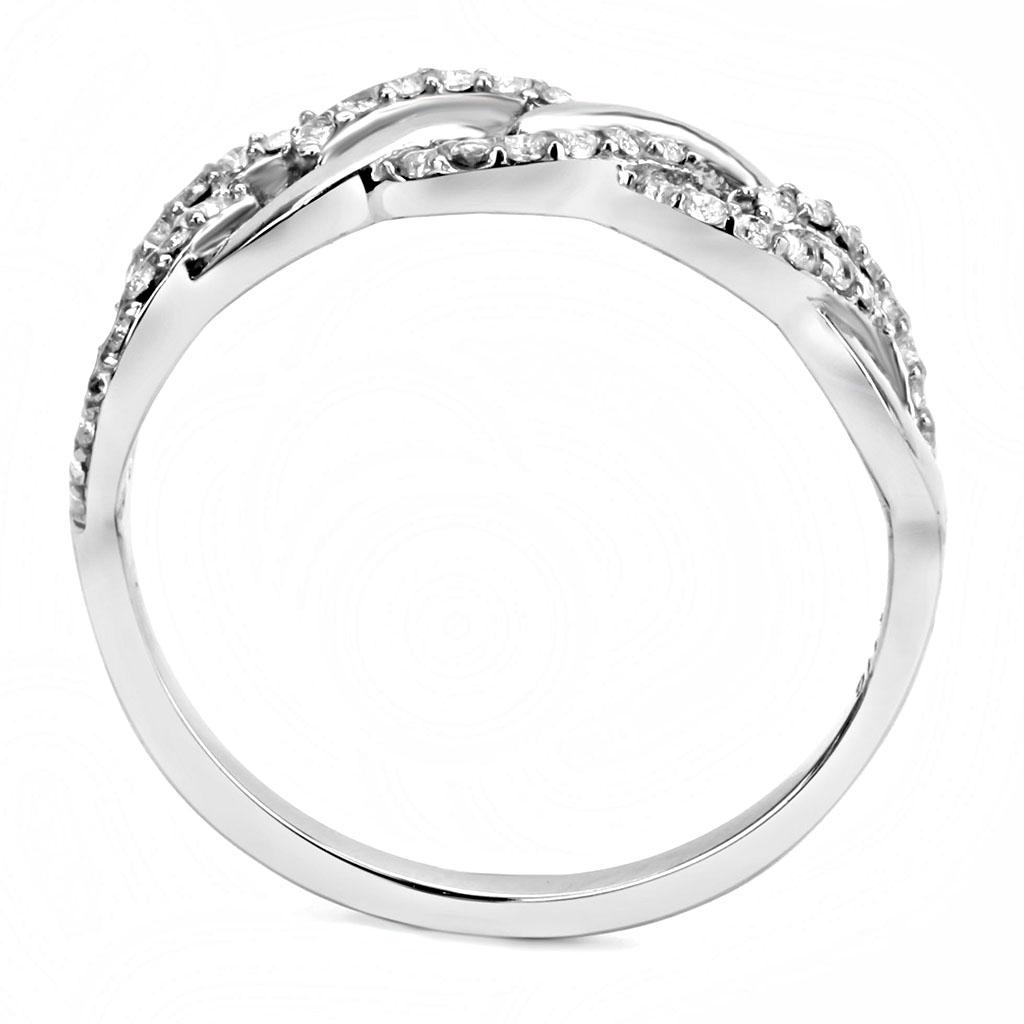 DA163 - High polished (no plating) Stainless Steel Ring with AAA Grade CZ in Clear