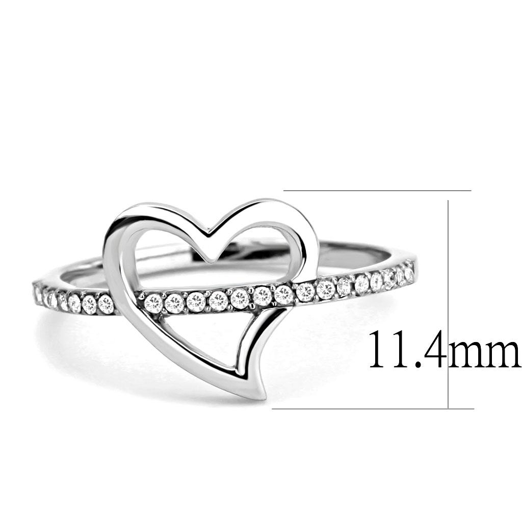 DA164 - High polished (no plating) Stainless Steel Ring with AAA Grade CZ in Clear