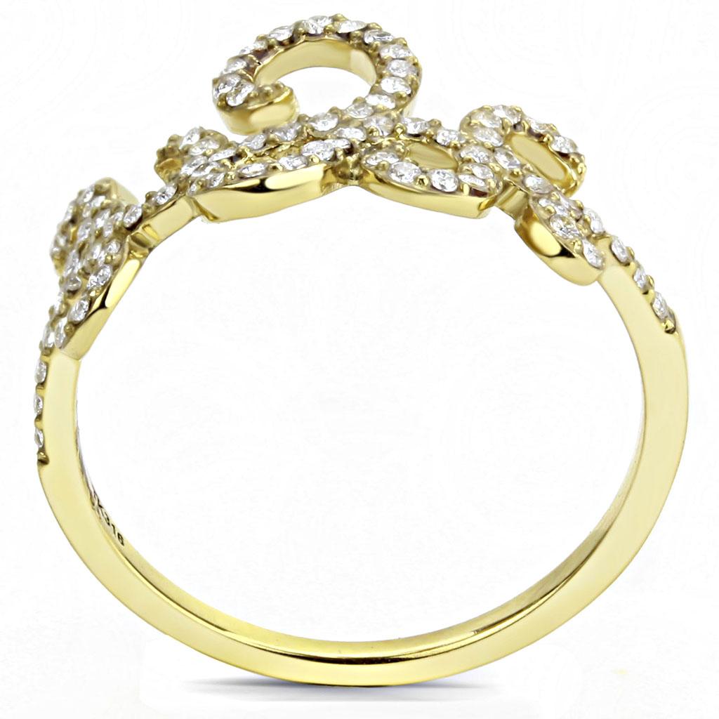 DA170 - IP Gold(Ion Plating) Stainless Steel Ring with AAA Grade CZ in Clear