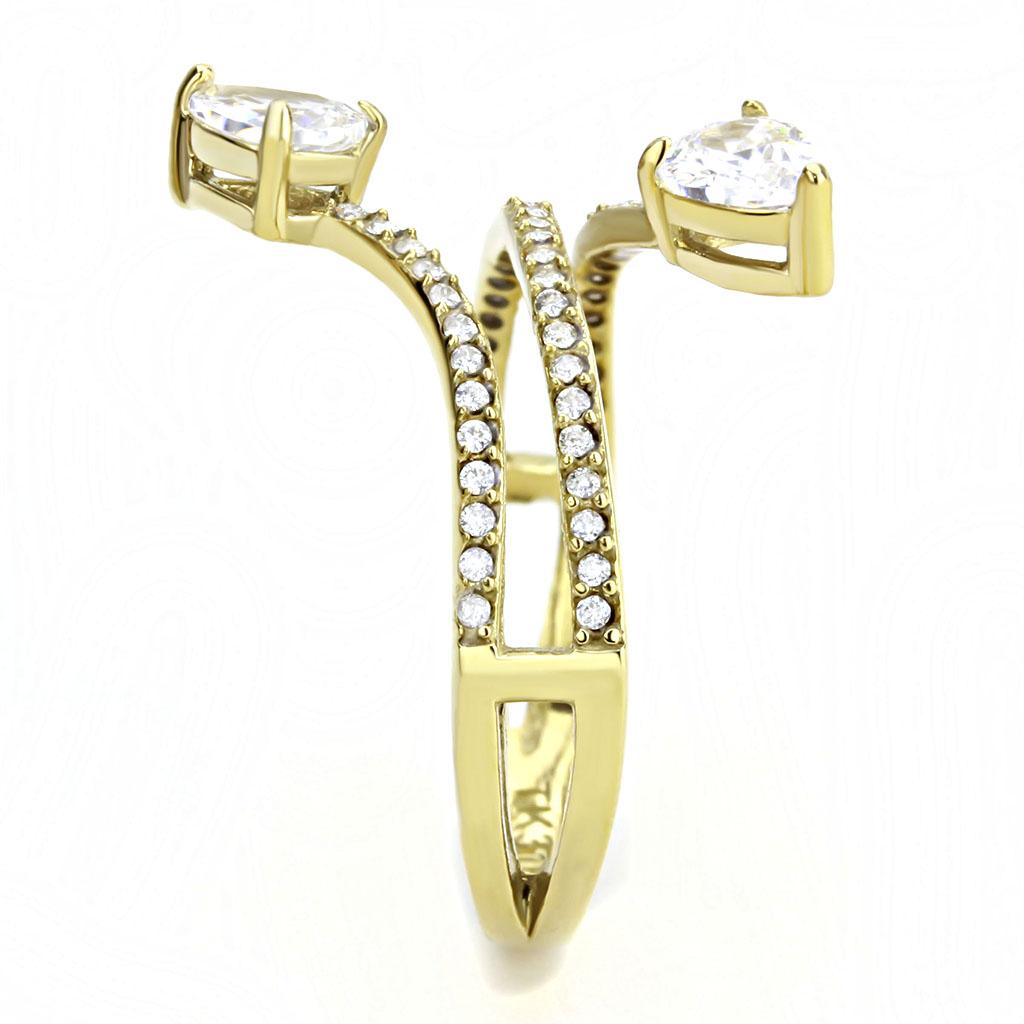 DA171 - IP Gold(Ion Plating) Stainless Steel Ring with AAA Grade CZ in Clear