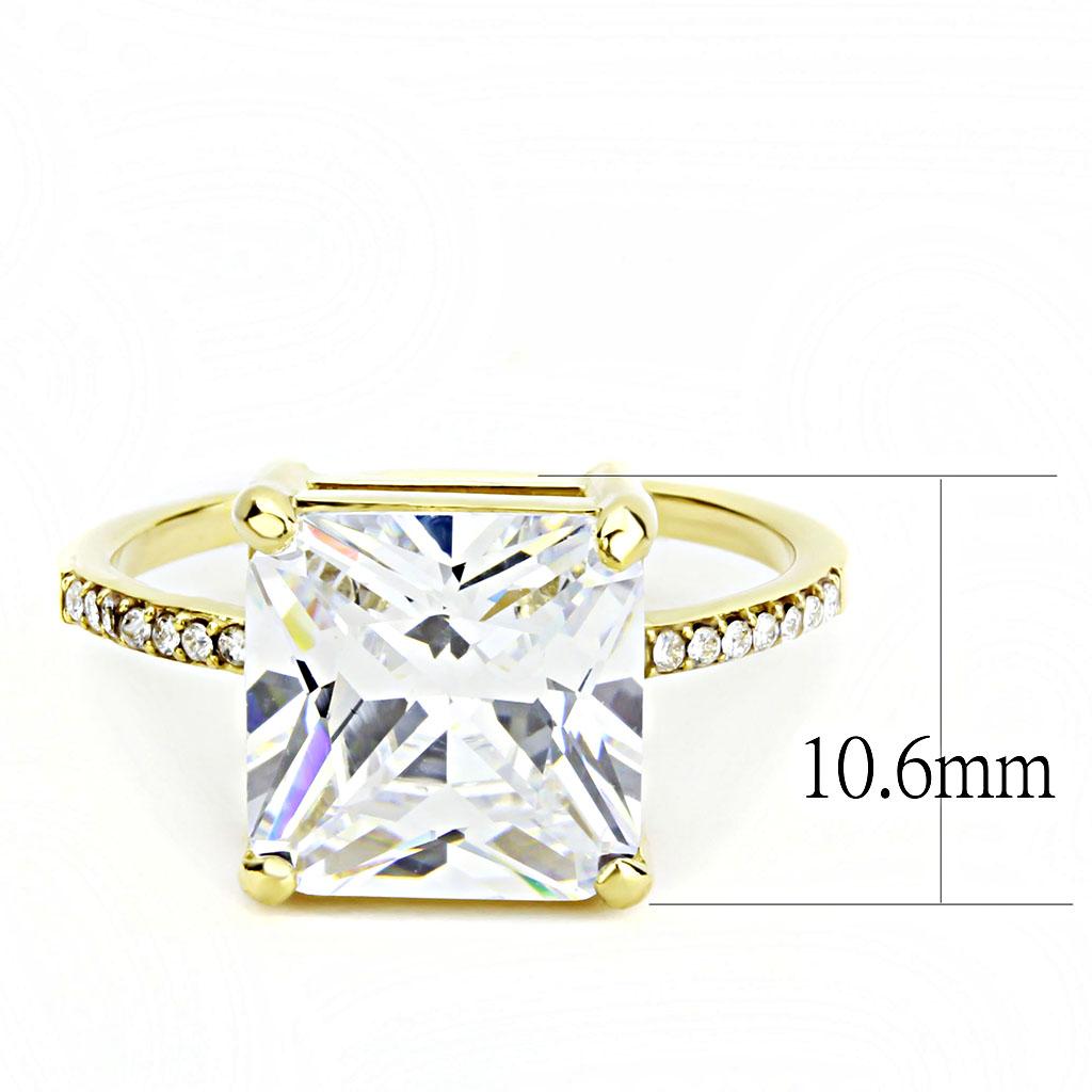 DA172 - IP Gold(Ion Plating) Stainless Steel Ring with AAA Grade CZ in Clear