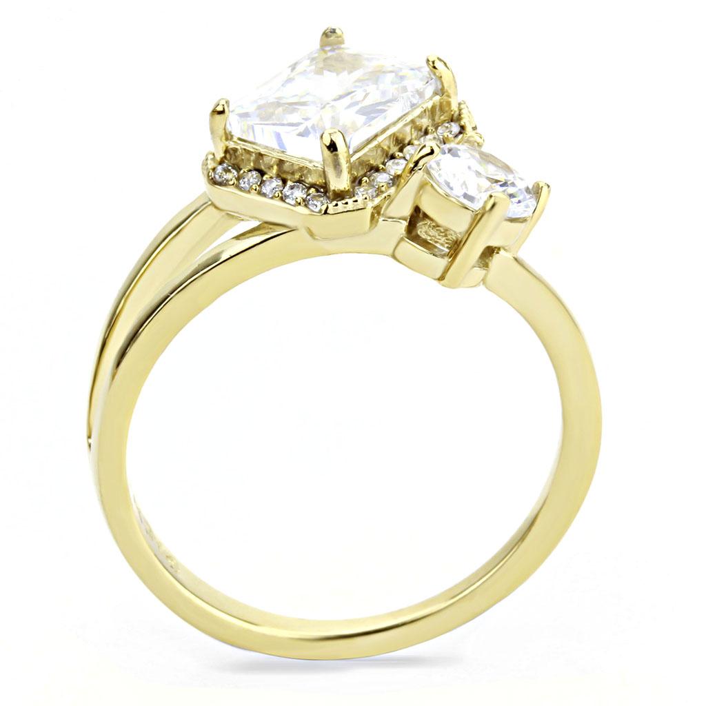 DA173 - IP Gold(Ion Plating) Stainless Steel Ring with AAA Grade CZ in Clear