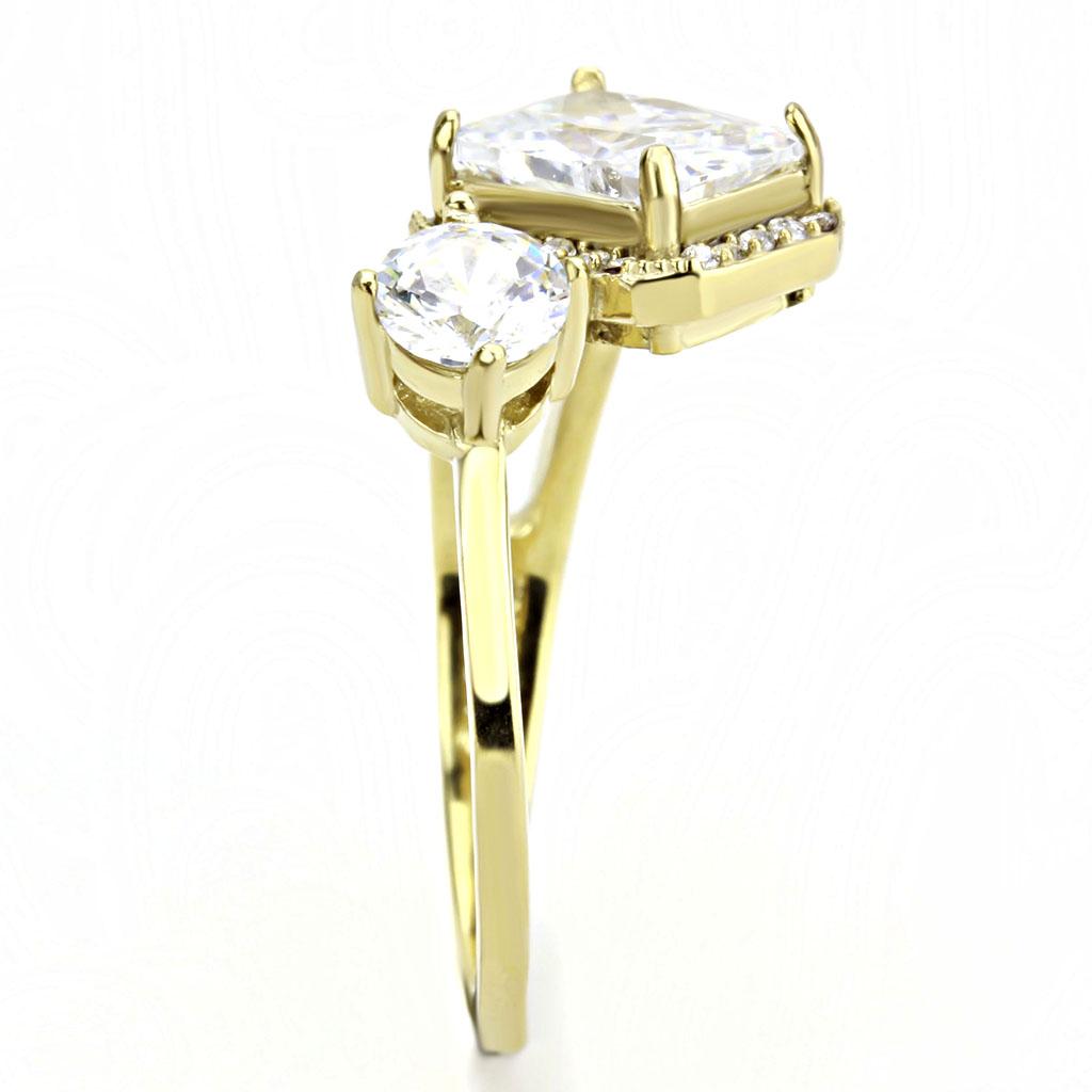 DA173 - IP Gold(Ion Plating) Stainless Steel Ring with AAA Grade CZ in Clear