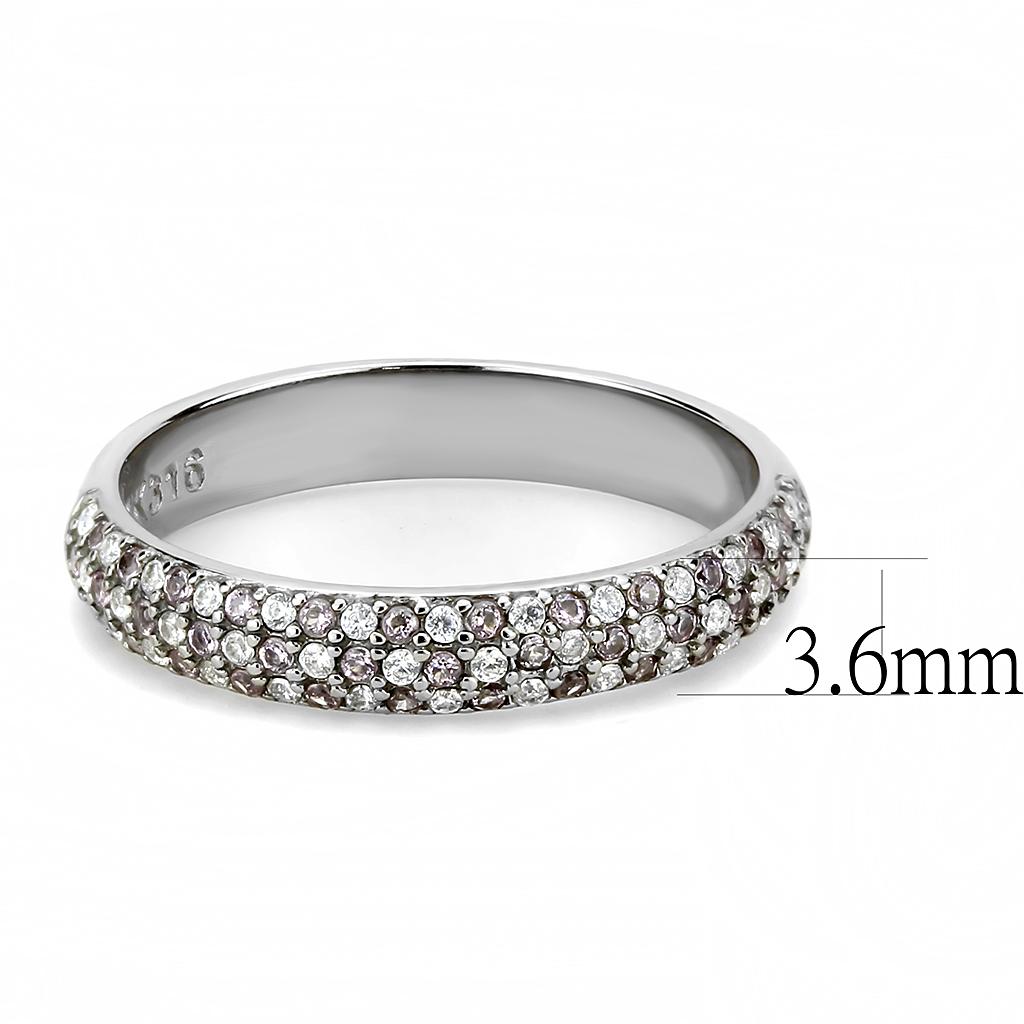 DA231 - High polished (no plating) Stainless Steel Ring with AAA Grade CZ in Multi Color