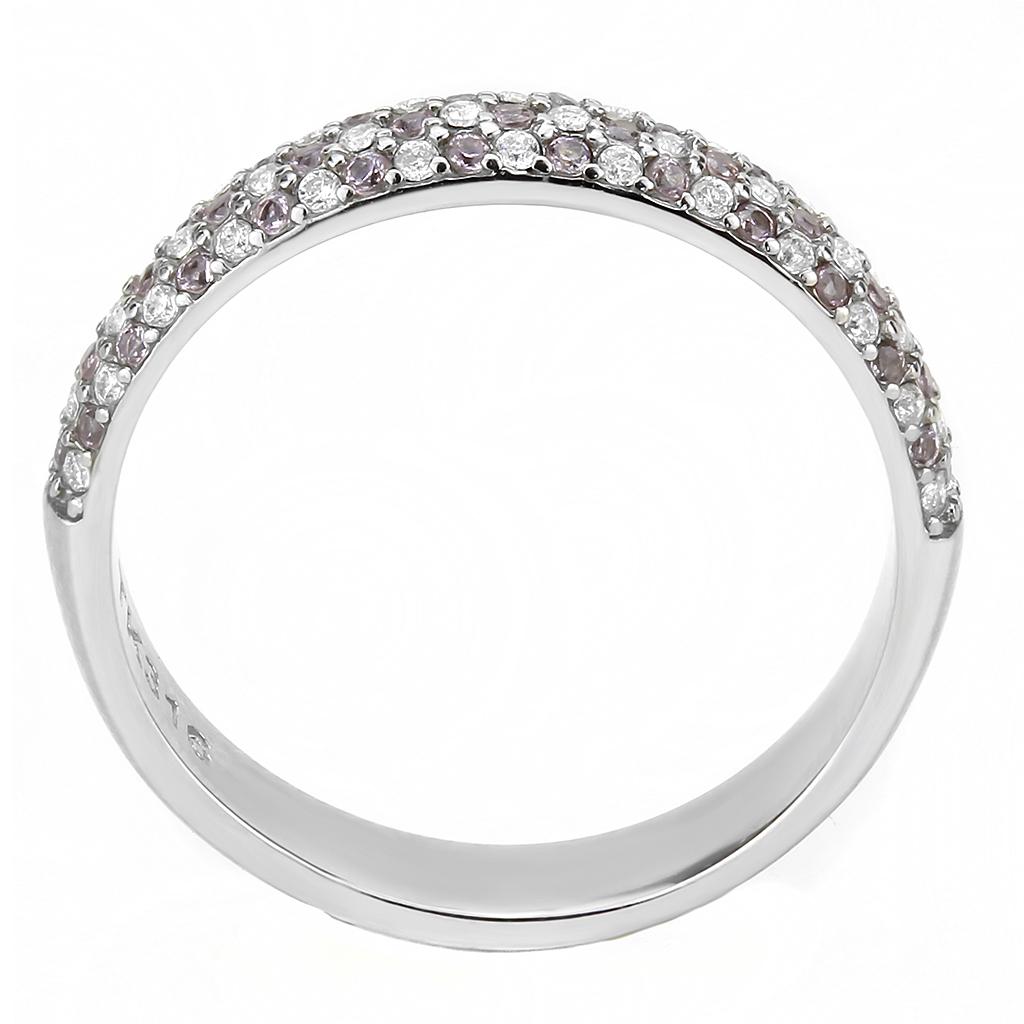 DA231 - High polished (no plating) Stainless Steel Ring with AAA Grade CZ in Multi Color