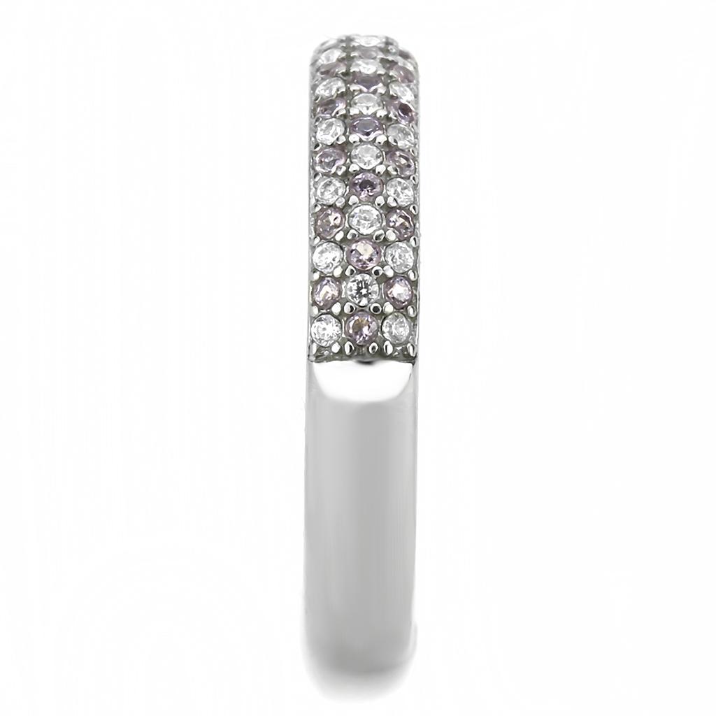 DA231 - High polished (no plating) Stainless Steel Ring with AAA Grade CZ in Multi Color