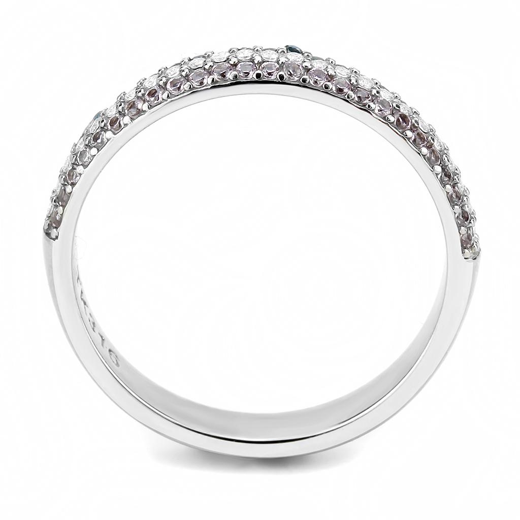 DA232 - High polished (no plating) Stainless Steel Ring with AAA Grade CZ in Multi Color