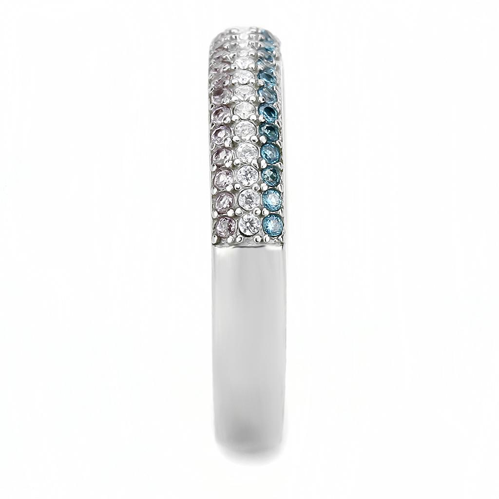 DA232 - High polished (no plating) Stainless Steel Ring with AAA Grade CZ in Multi Color
