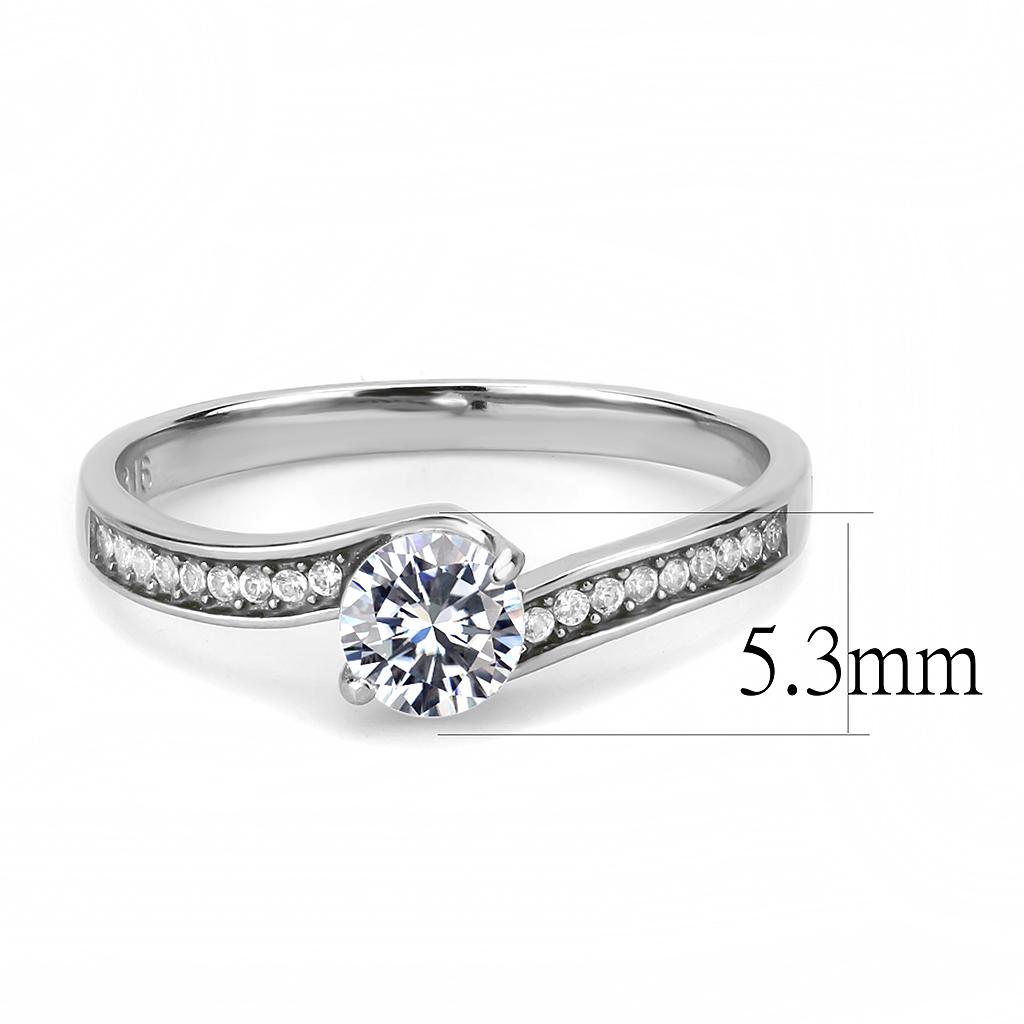 DA233 - High polished (no plating) Stainless Steel Ring with AAA Grade CZ in Clear