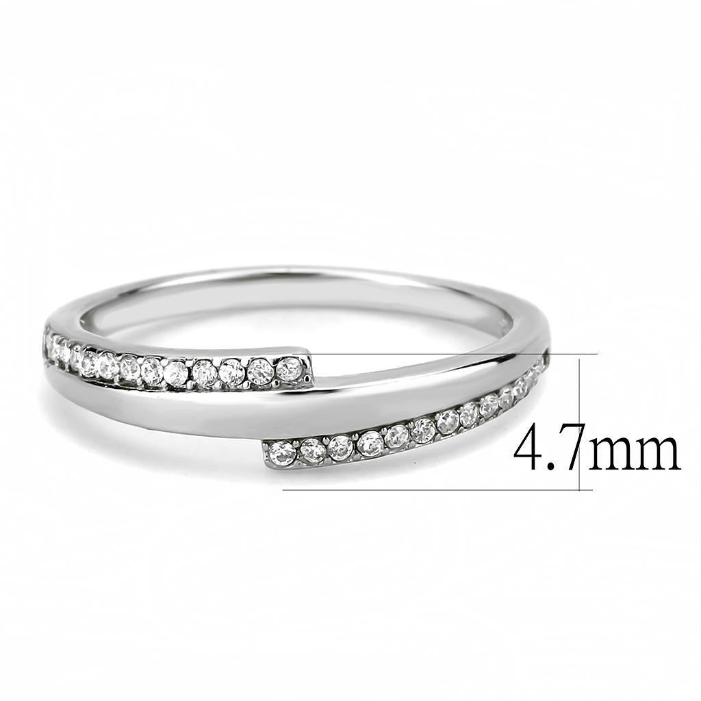 DA234 - High polished (no plating) Stainless Steel Ring with AAA Grade CZ in Clear