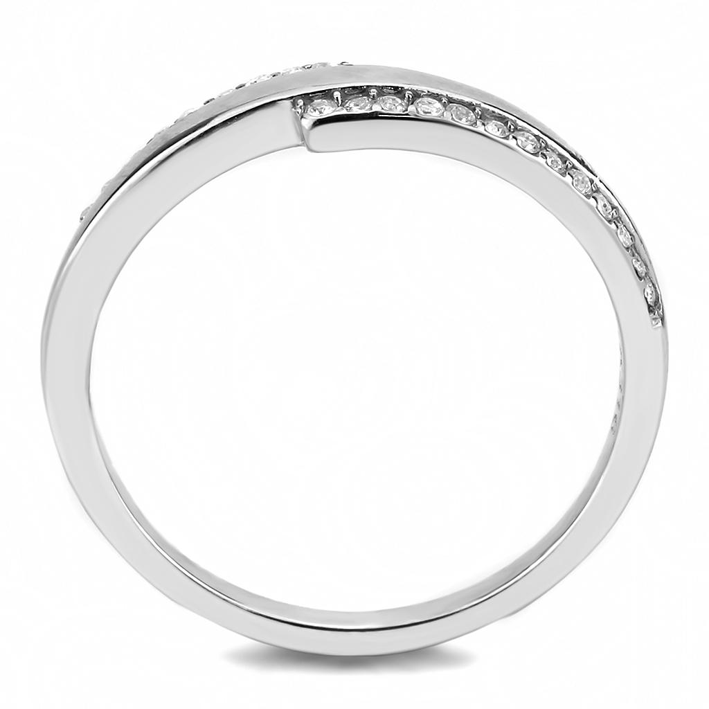 DA234 - High polished (no plating) Stainless Steel Ring with AAA Grade CZ in Clear