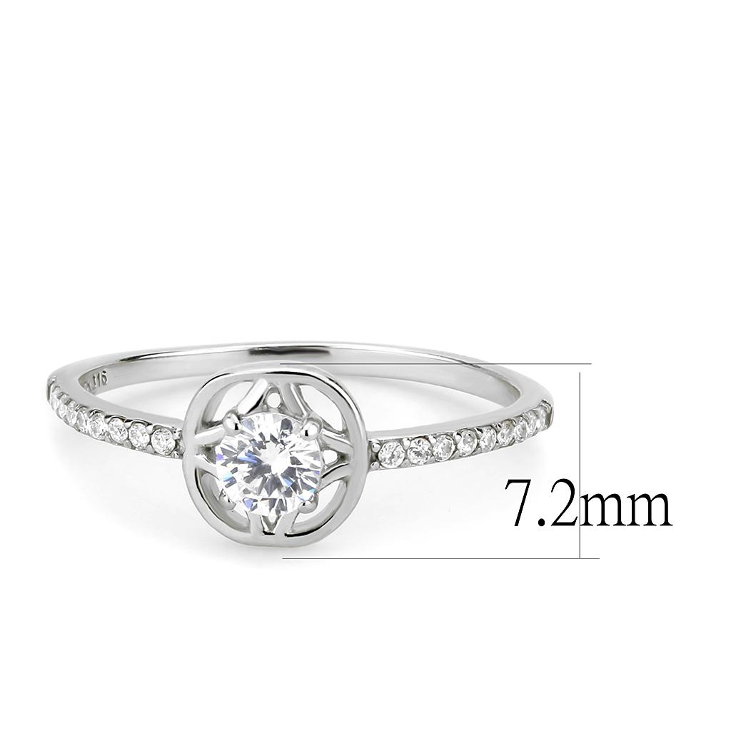 DA238 - High polished (no plating) Stainless Steel Ring with AAA Grade CZ in Clear