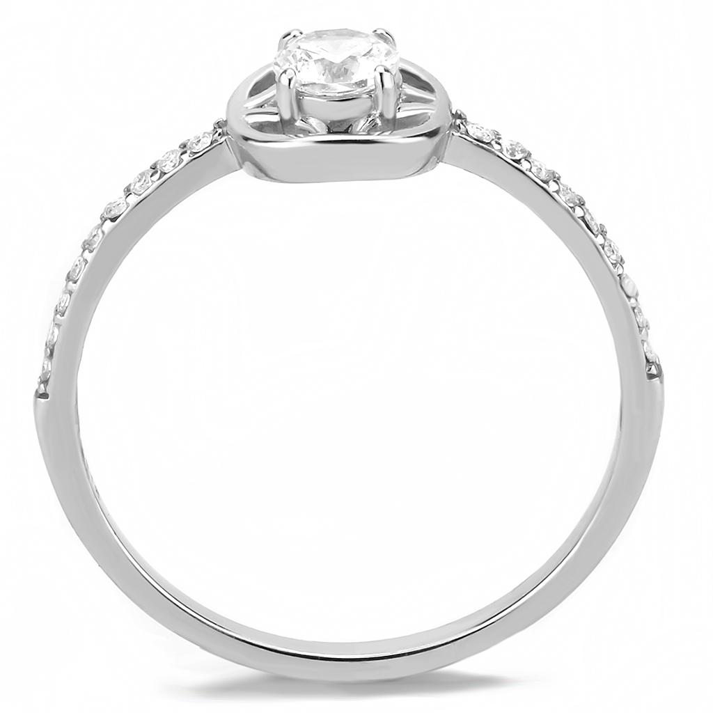 DA238 - High polished (no plating) Stainless Steel Ring with AAA Grade CZ in Clear