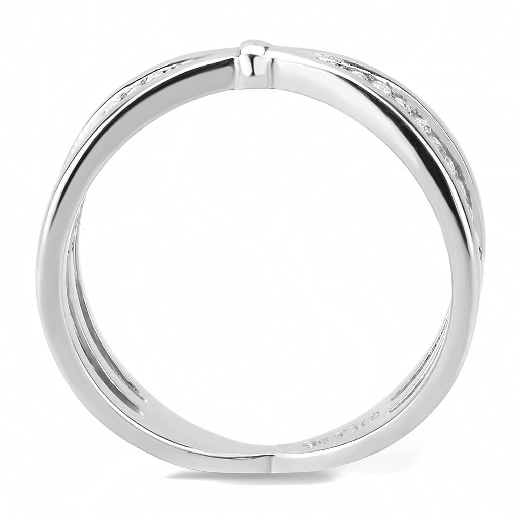 DA239 - High polished (no plating) Stainless Steel Ring with AAA Grade CZ in Clear