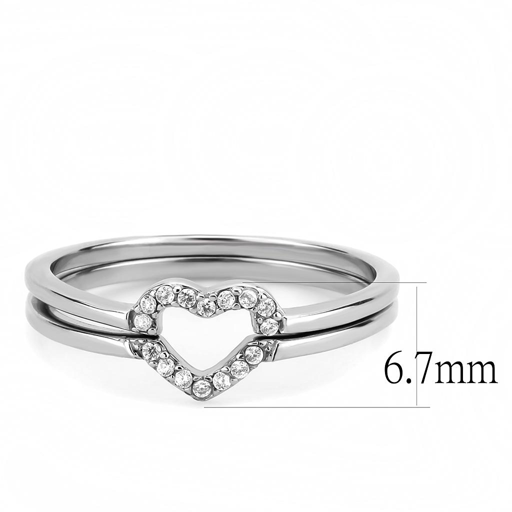 DA245 - High polished (no plating) Stainless Steel Ring with AAA Grade CZ in Clear