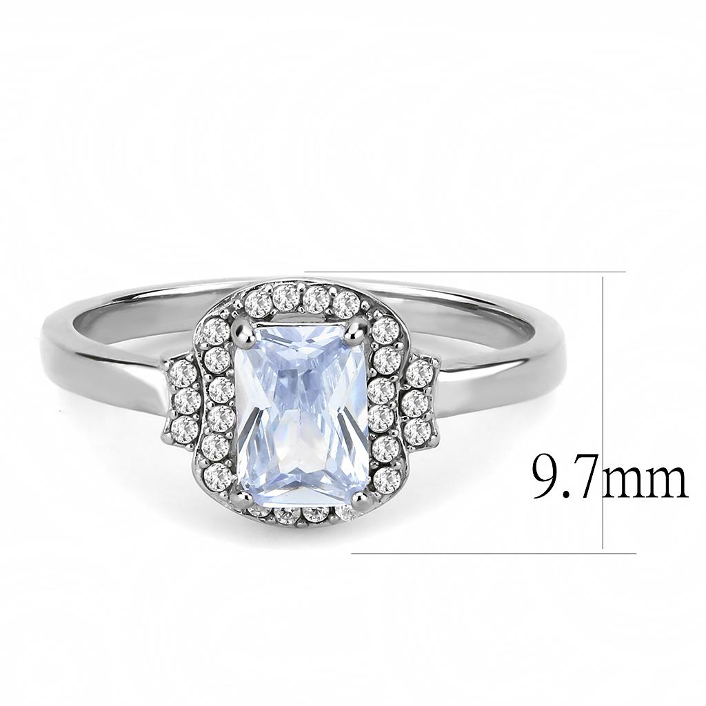 DA246 - High polished (no plating) Stainless Steel Ring with AAA Grade CZ in Light Amethyst