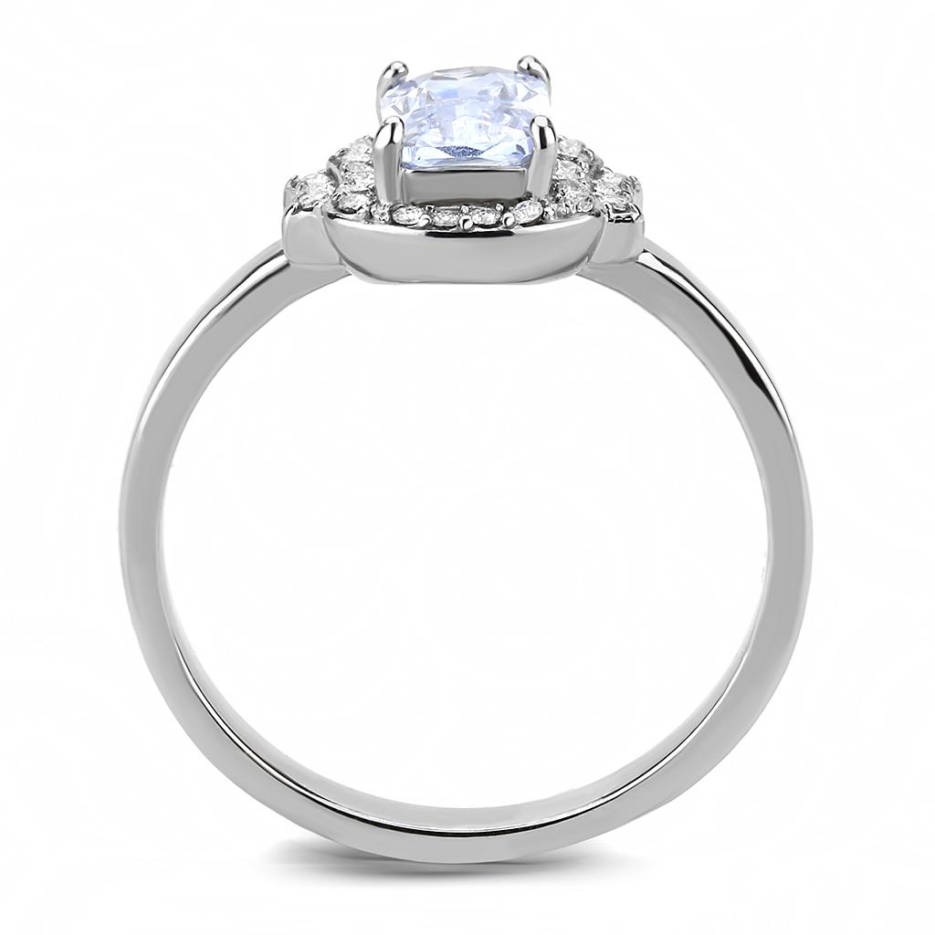 DA246 - High polished (no plating) Stainless Steel Ring with AAA Grade CZ in Light Amethyst