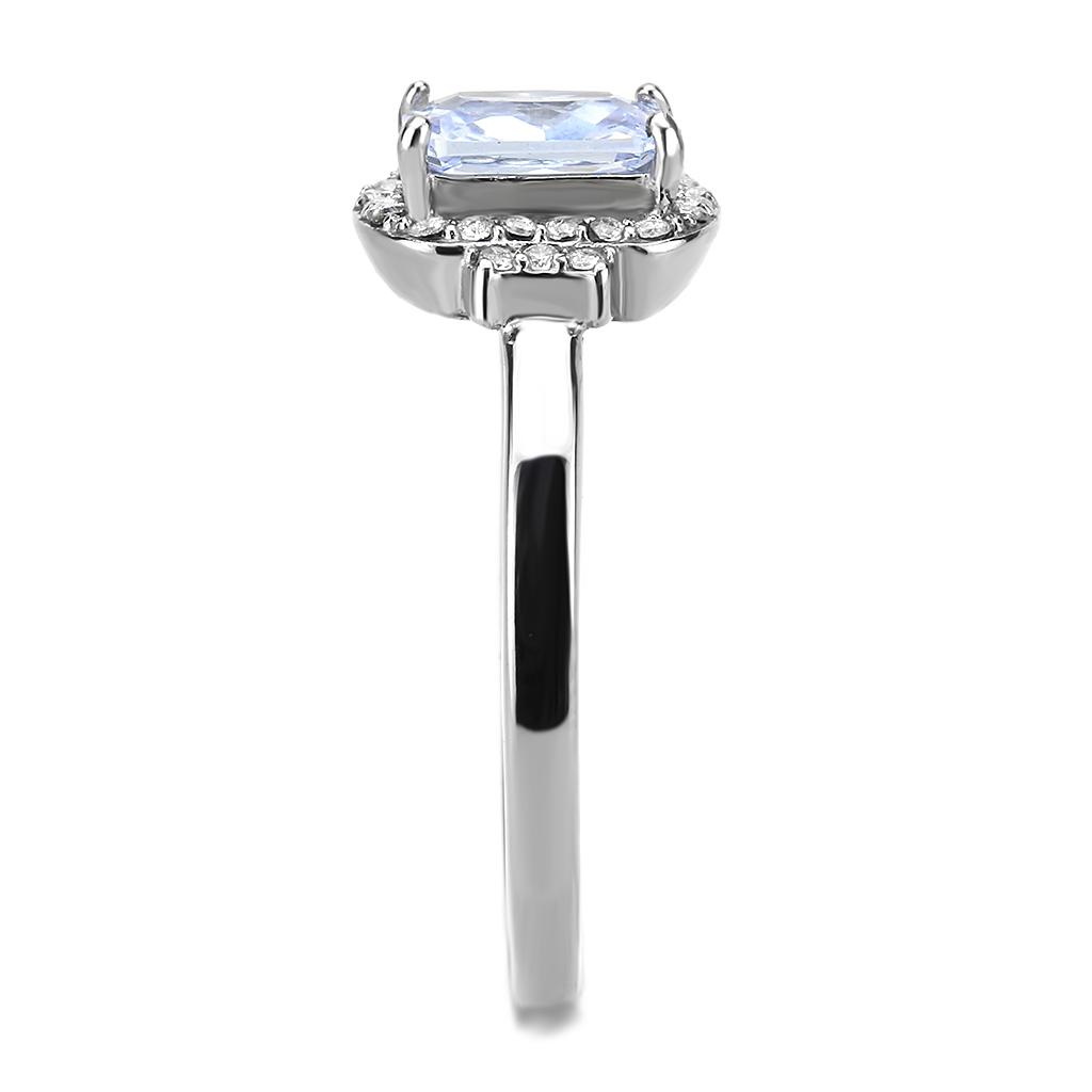 DA246 - High polished (no plating) Stainless Steel Ring with AAA Grade CZ in Light Amethyst