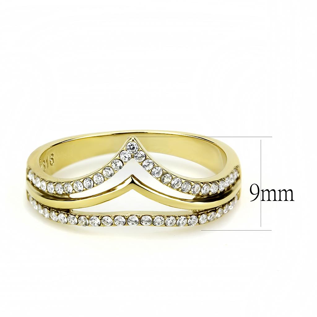 DA250 - IP Gold(Ion Plating) Stainless Steel Ring with AAA Grade CZ in Clear
