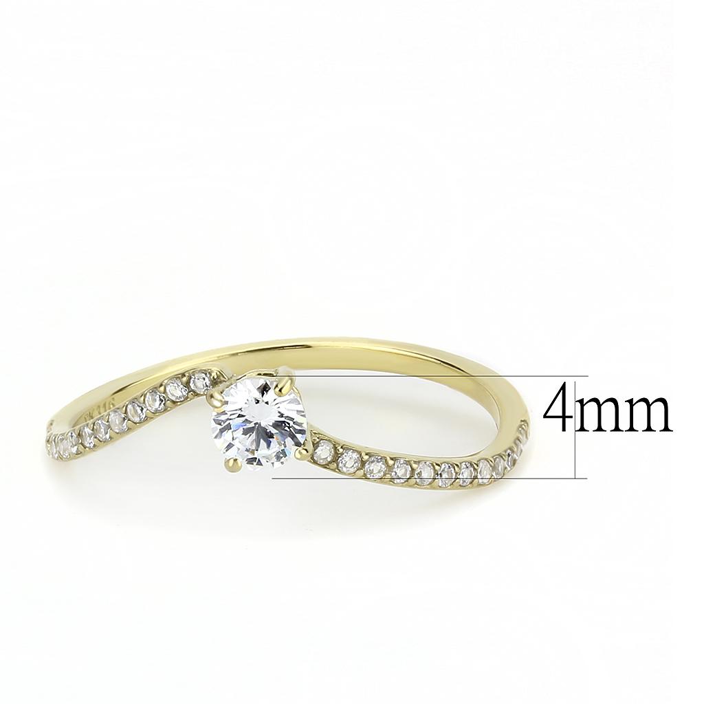 DA256 - IP Gold(Ion Plating) Stainless Steel Ring with AAA Grade CZ in Clear